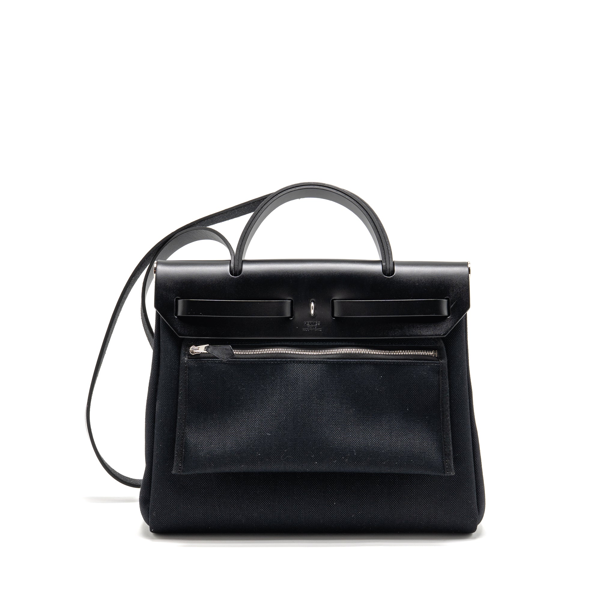 HERMES HERBAG 31 ZIP BAG CANVAS / HUNTER BLACK SHW
