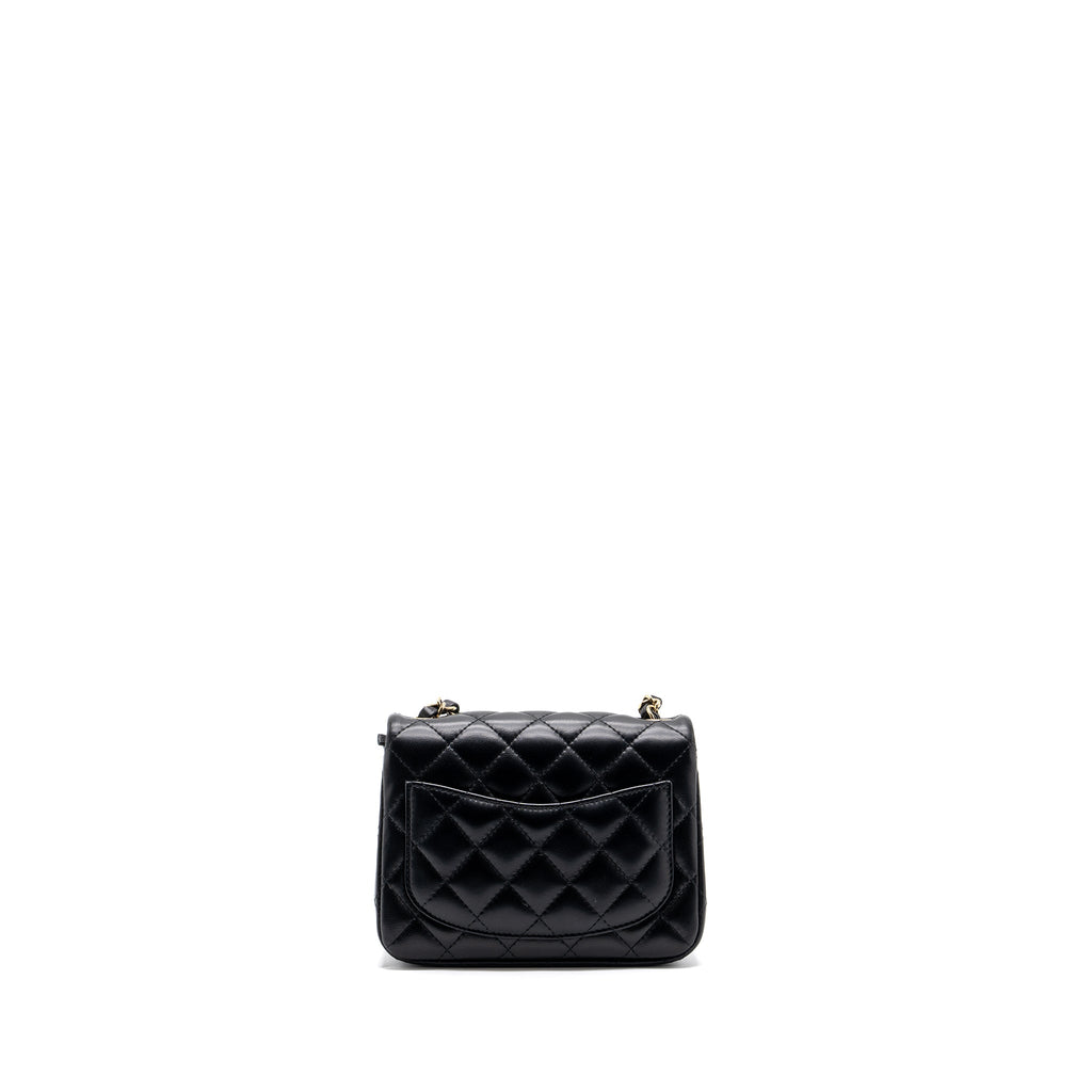 CHANEL CLASSIC MINI SQUARE FLAP BAG LAMBSKIN BLACK LGHW (MICROCHIP)