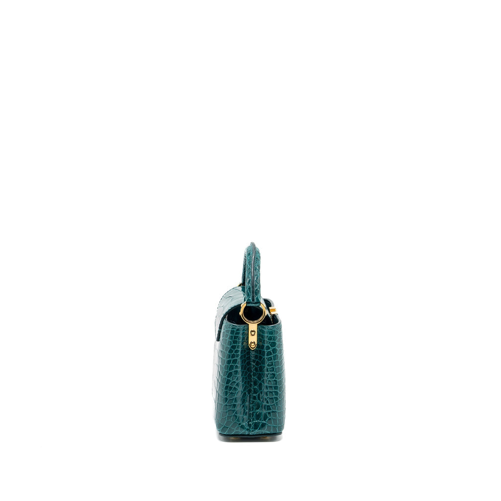 LOUIS VUITTON CAPUCINES MINI CROCODILE BRILLANT BLUE CANARD GHW