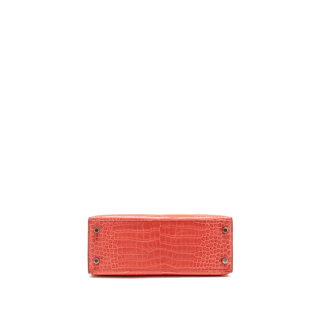 HERMES KELLY 25 MATT CROCODILE POROUS BOUGAINVILLIER SHW
