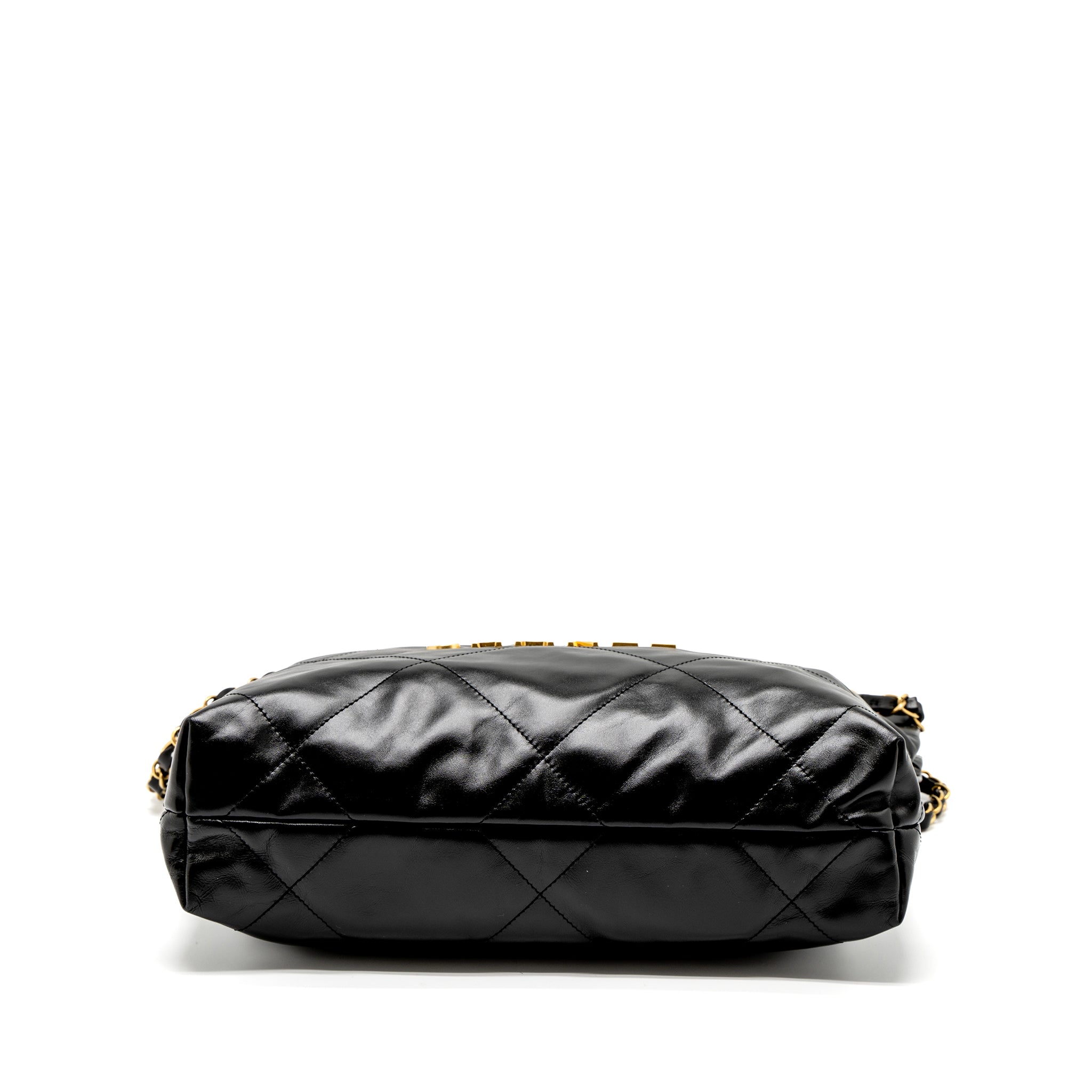 CHANEL SMALL 22 BAG SHINY CALFSKIN BLACK GHW (MICROCHIP)