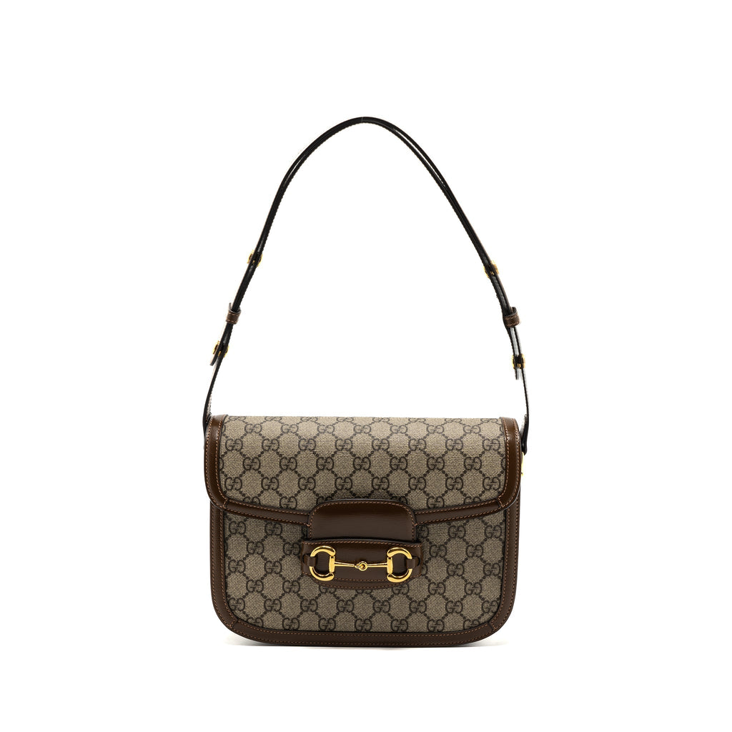 GUCCI HORSEBIT 1955 SHOULDER BAG GG SUPREME CANVAS/ LEATHER BROWN GHW