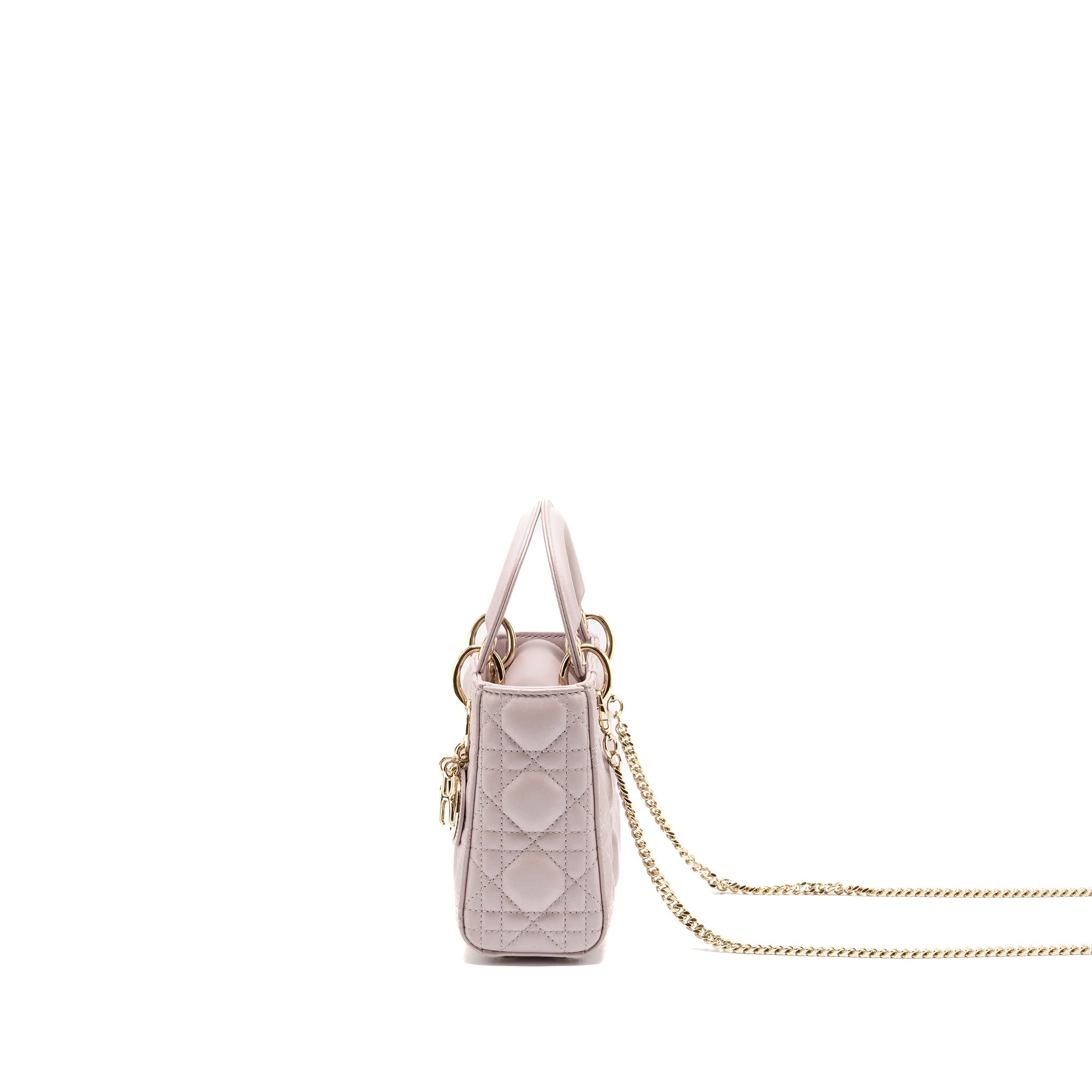 DIOR MINI LADY DIOR LAMBSKIN LIGHT PINK LGHW