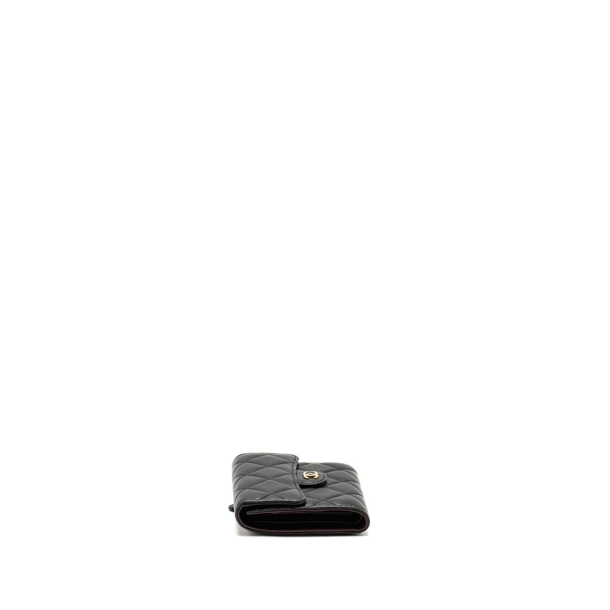 CHANEL CLASSIC SMALL FLAP WALLET LAMBSKIN BLACK LGHW
