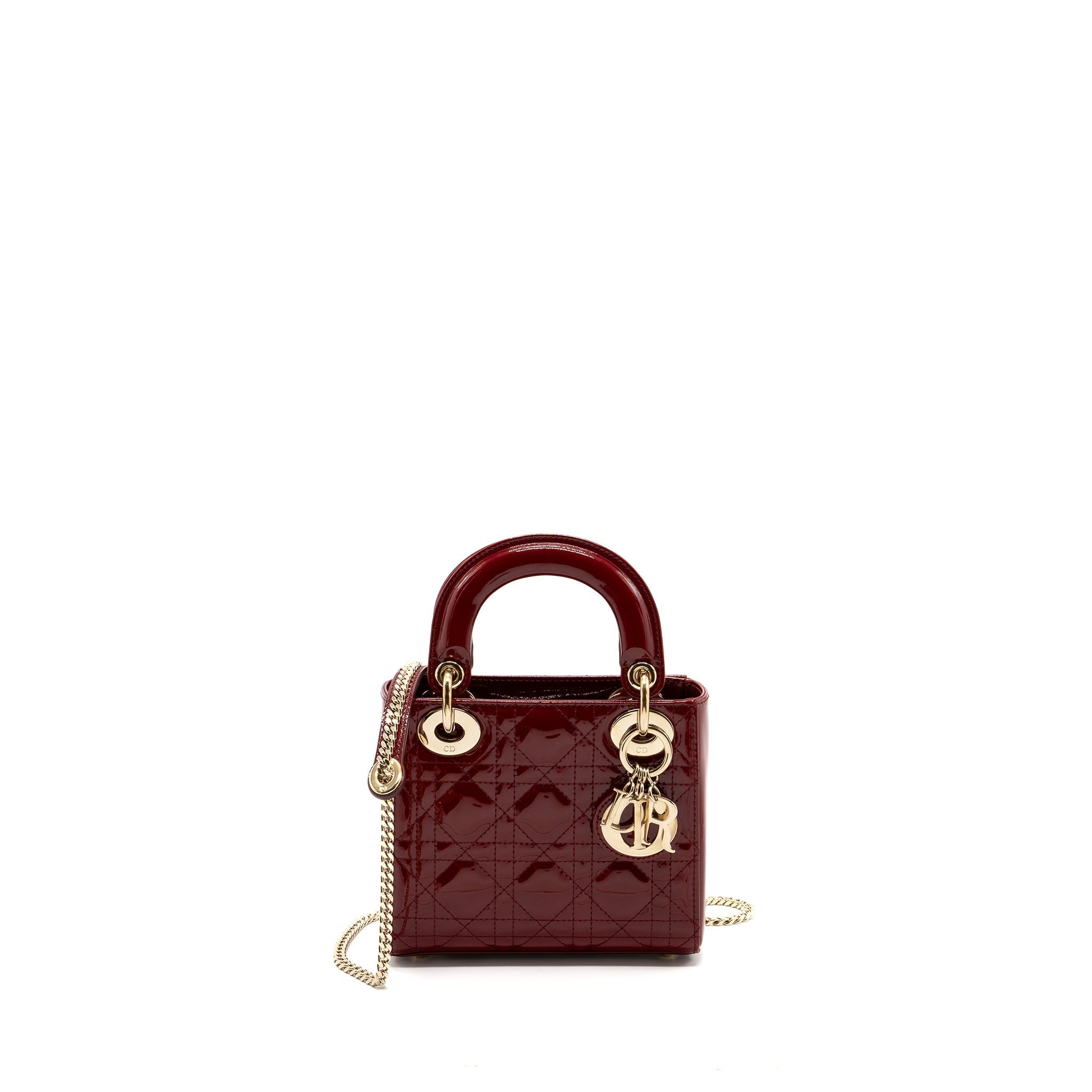 DIOR MINI LADY DIOR PATENT RED LGHW