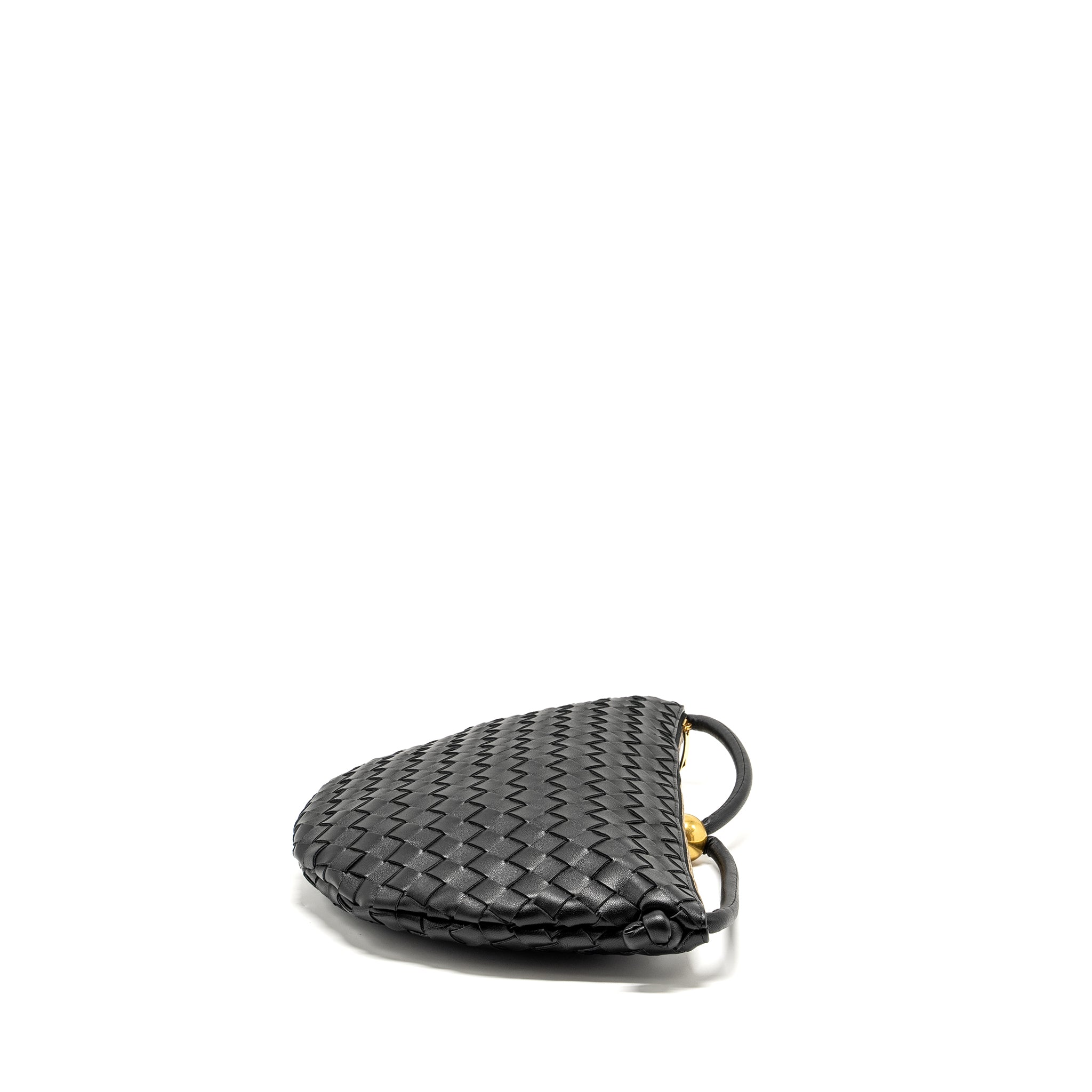 BOTTEGA VENETA MEDIUM TURN POUCH LAMBSKIN BLACK GHW