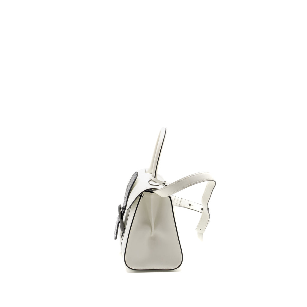 DELVAUX MINI BRILLIANT BAG CALFSKIN/GALUCHAT WHITE/BLACK WITH BLACK HARDWARE