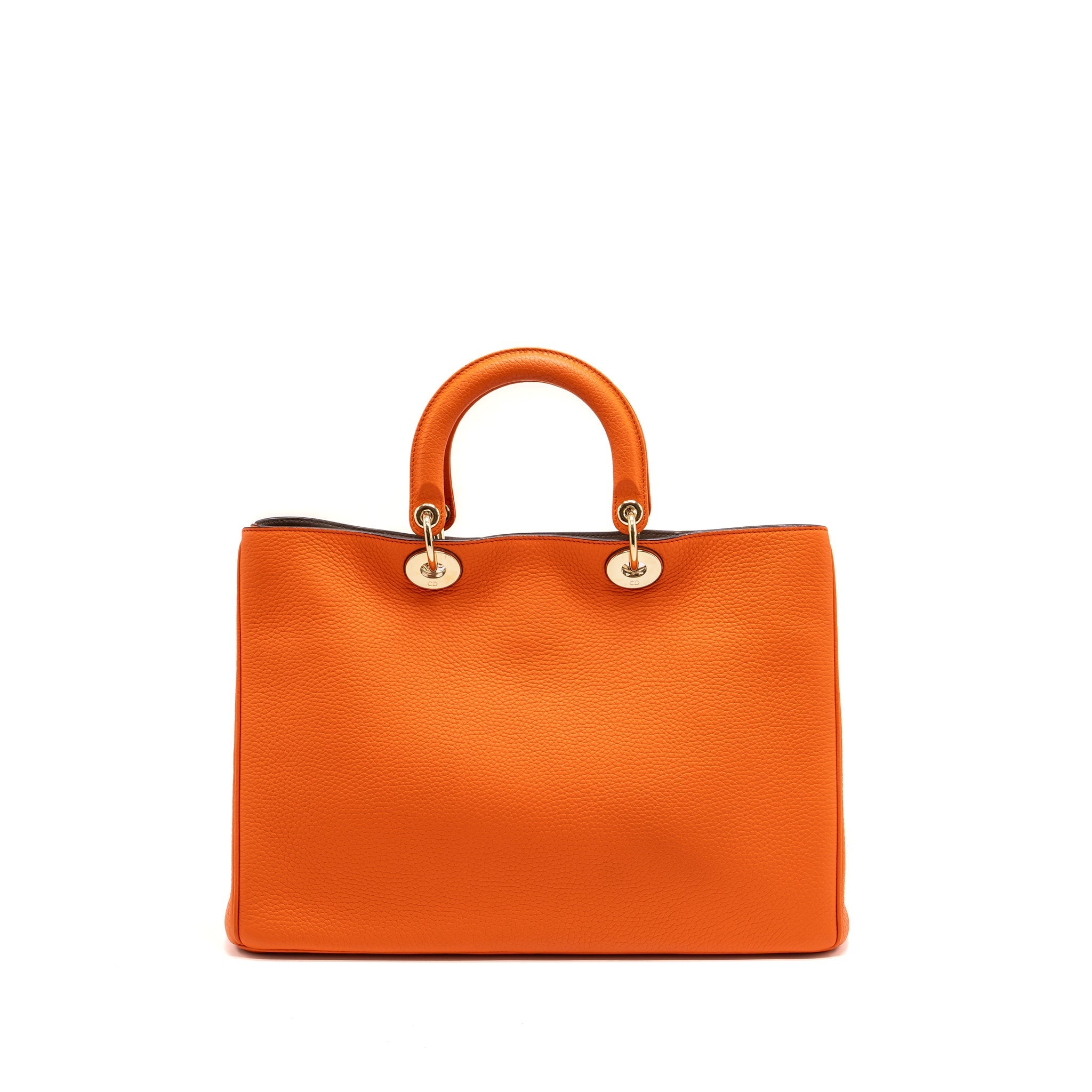 DIOR LARGE DIORISSIMO TOTE BAG CALFSKIN MULTICOLOR ORANGE / BROWN GHW