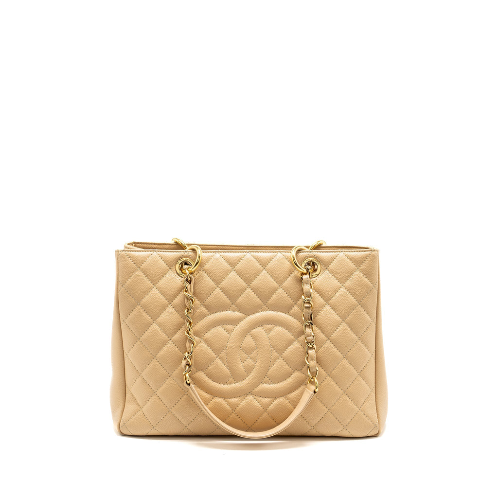 CHANEL GRAND SHOPPING TOTE BAG CAVIAR BEIGE GHW