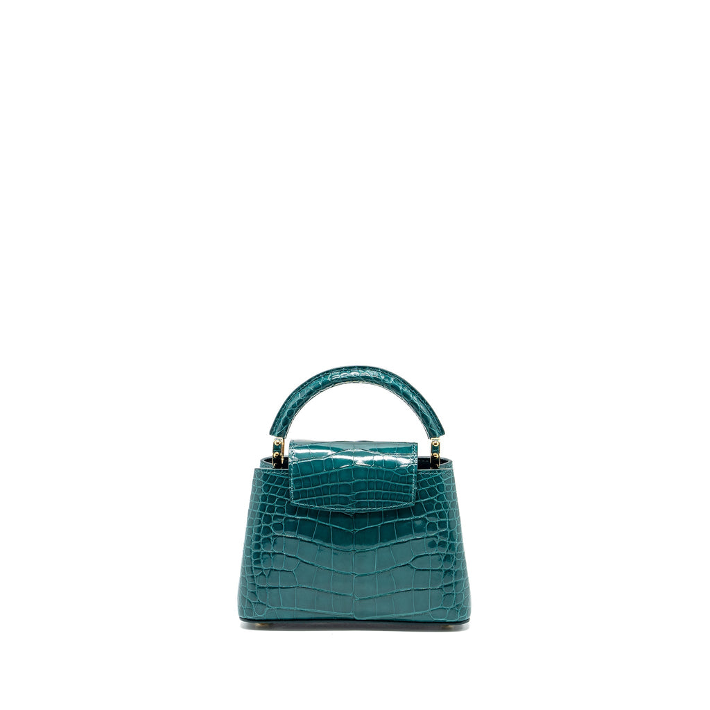 LOUIS VUITTON CAPUCINES MINI CROCODILE BRILLANT BLUE CANARD GHW