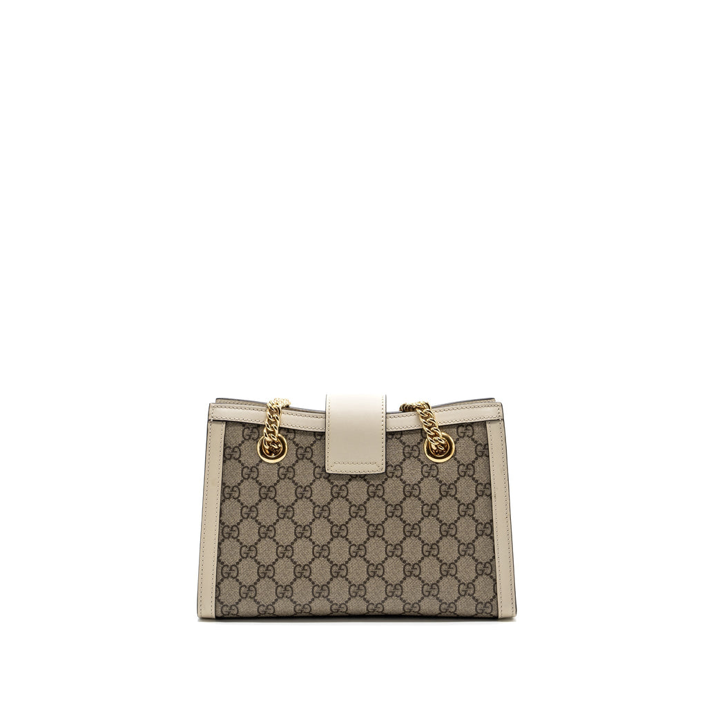 GUCCI PADLOCK SMALL SHOULDER BAG GG SUPREME CANVAS / LEATHER WHITE GHW