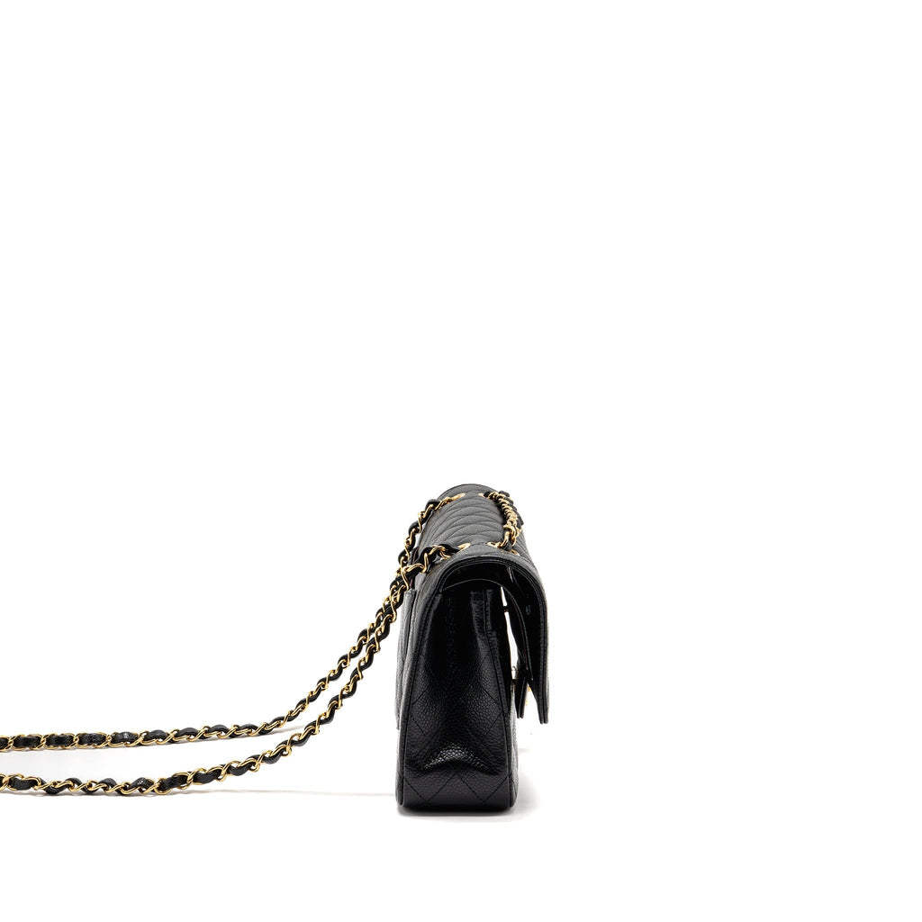 CHANEL MEDIUM CLASSIC DOUBLE FLAP BAG CAVIAR BLACK GHW(MICROCHIP)
