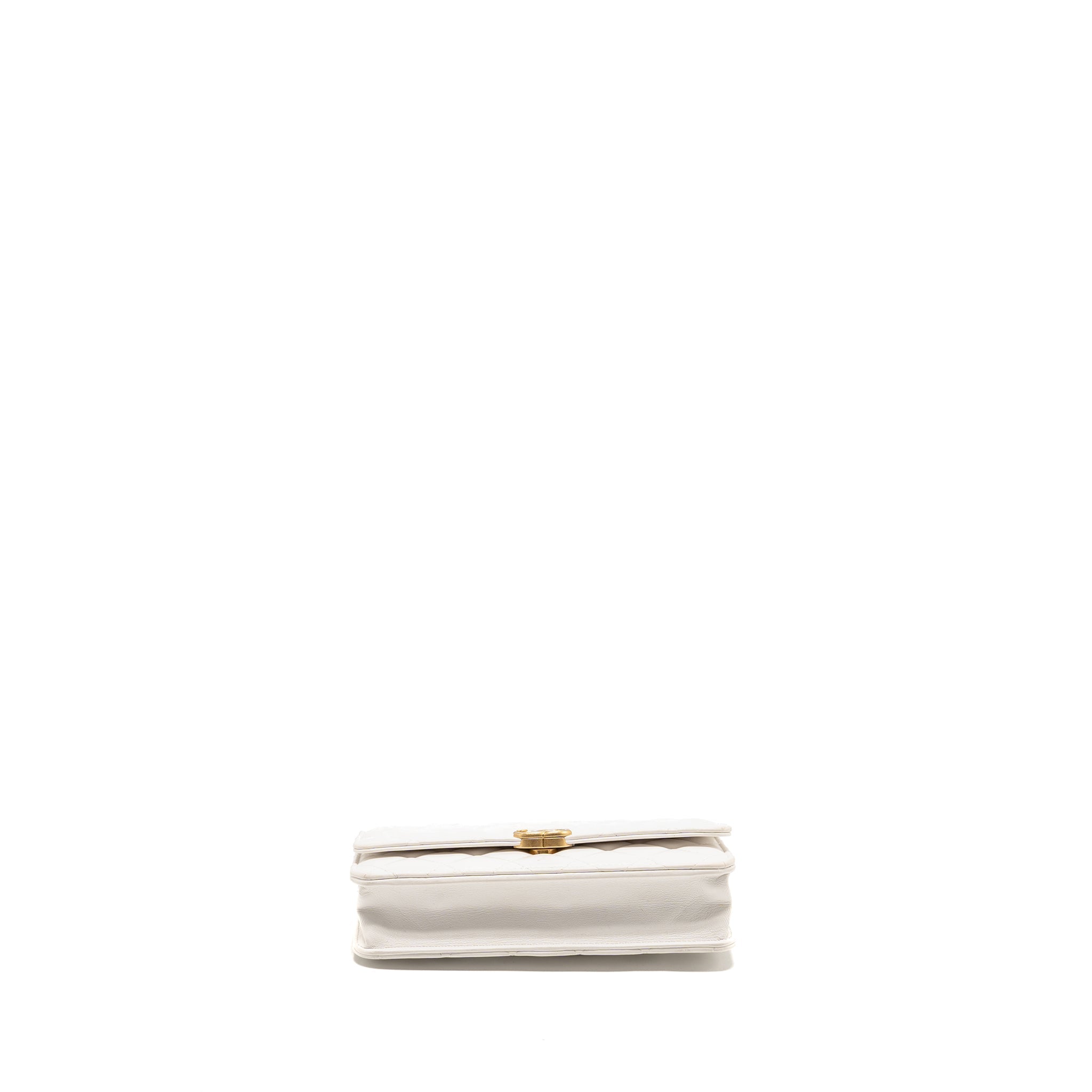 CHANEL GIANT CHAIN CLASSIC WALLET ON CHAIN LAMBSKIN WHITE MULTICOLOUR HARDWARE (MICROCHIP)