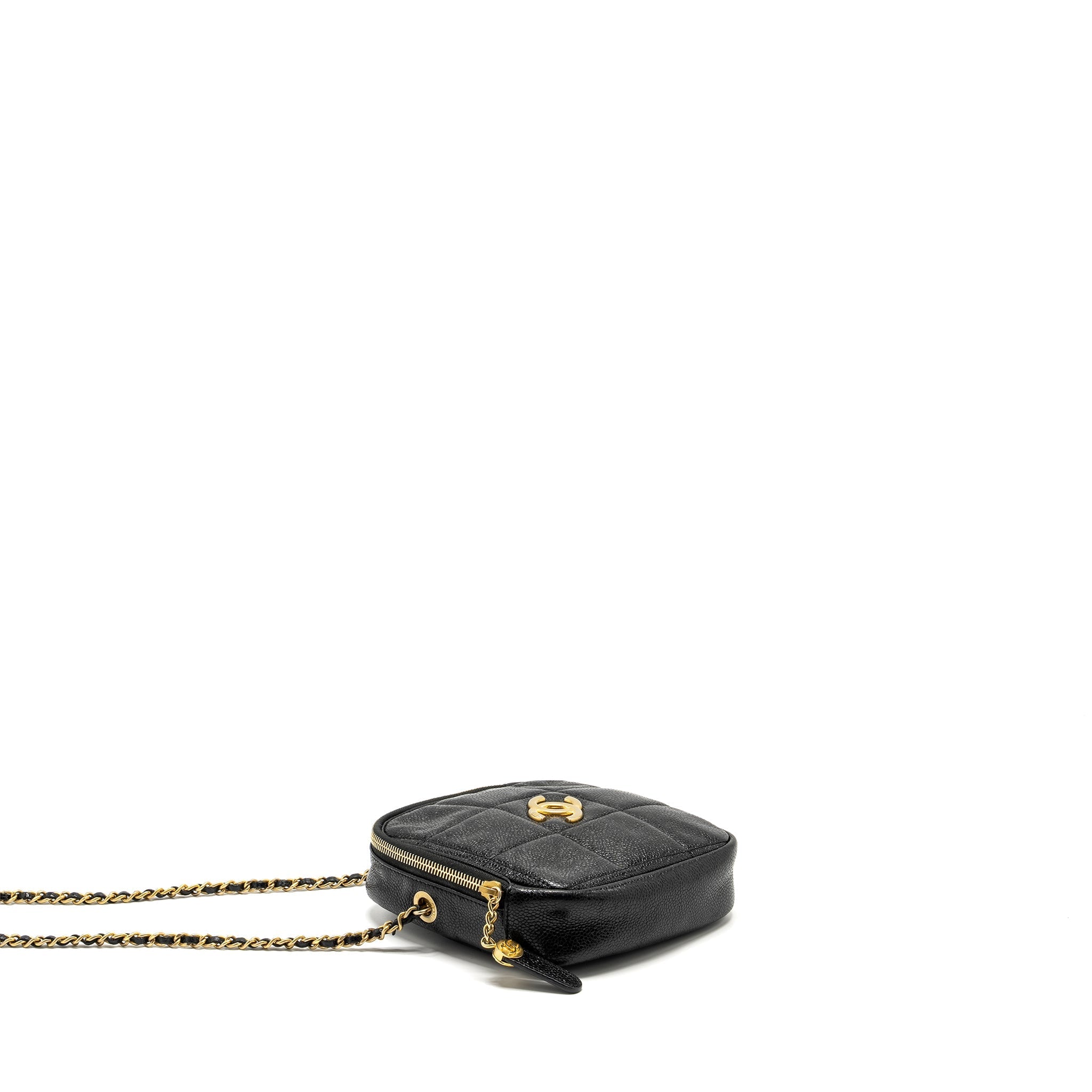 CHANEL QUILTED SHAPE CHAIN BAG CAVIAR BLACK GHW