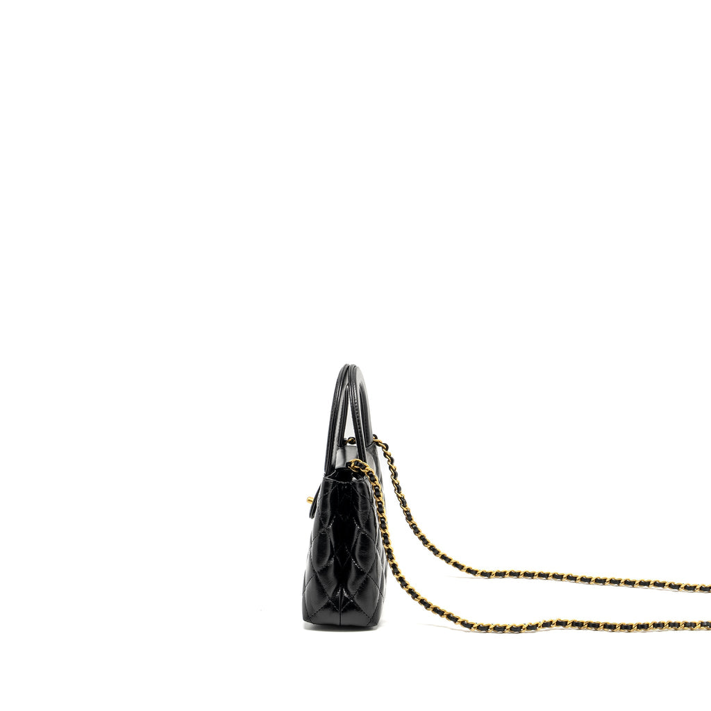 CHANEL MINI KELLY SHOPPING TOTE BAG CALFSKIN BLACK GHW (MICROCHIP)