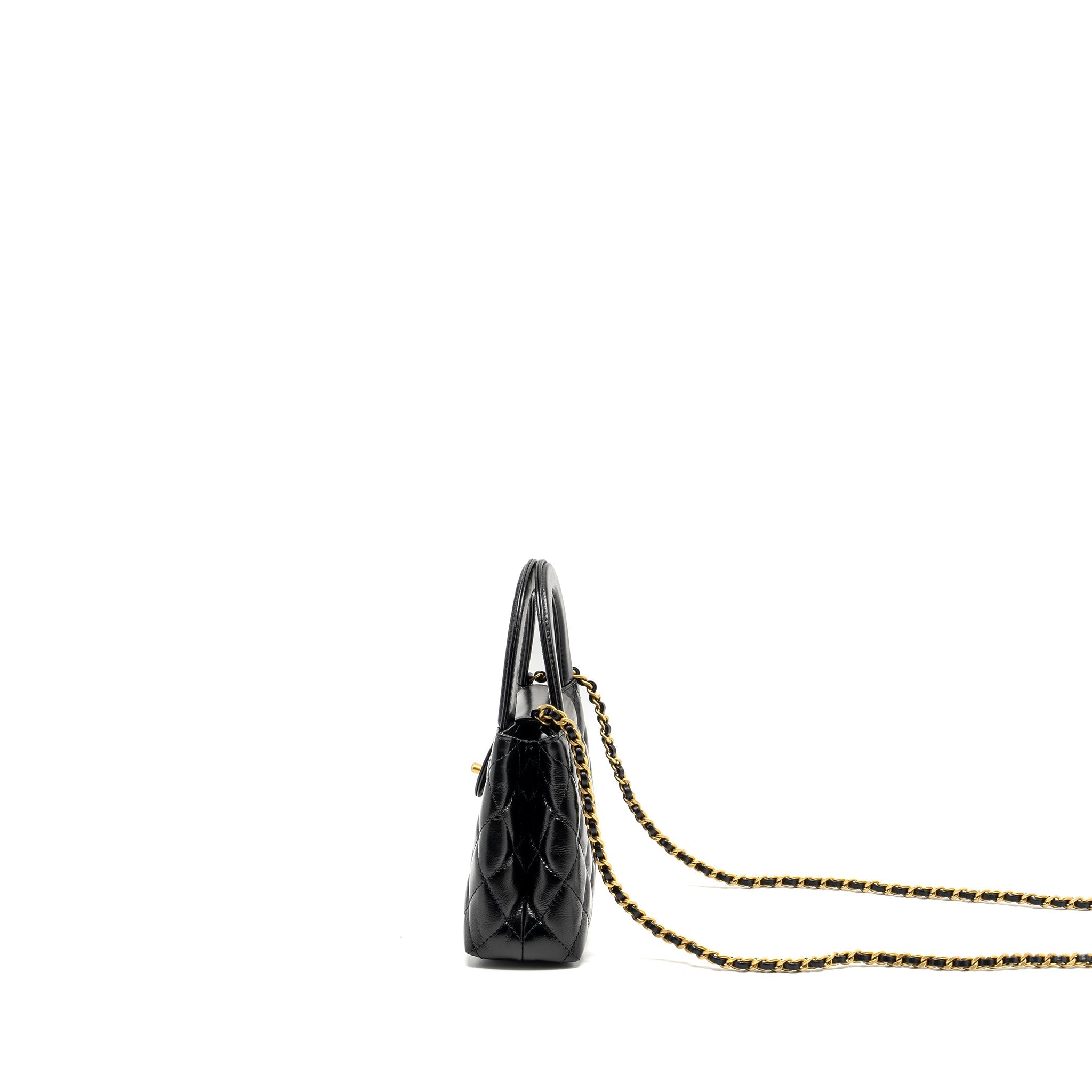CHANEL MINI KELLY SHOPPING TOTE BAG CALFSKIN BLACK GHW (MICROCHIP)