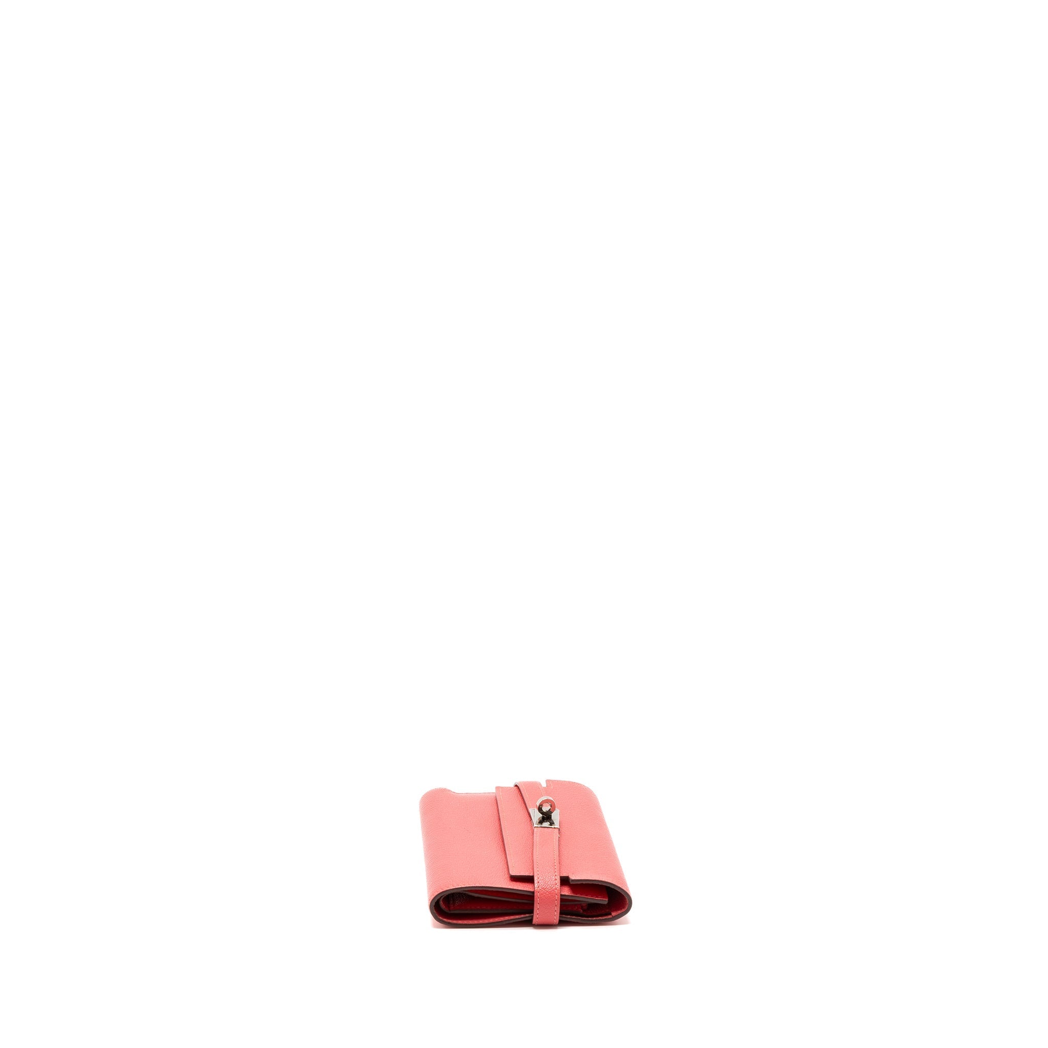 HERMES KELLY COMPACT WALLET CHEVRE MYSORE ROSE AZALEE SHW