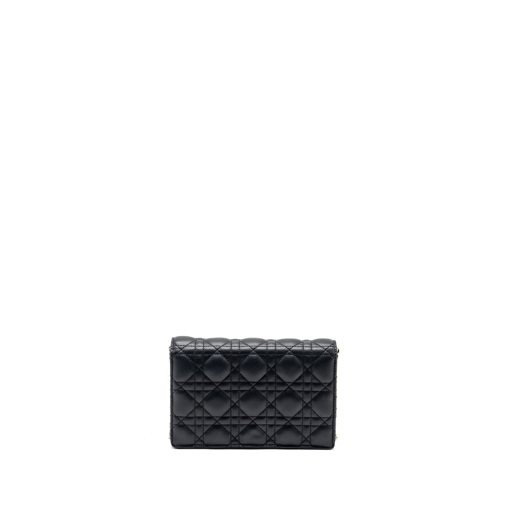 DIOR MY DIOR DAILY CHAIN POUCH LAMBSKIN BLACK LGHW