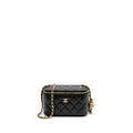 CHANEL PEARL CRUSH LONG VANITY WITH CHAIN LAMBSKIN BLACK GHW (MICROCHIP)