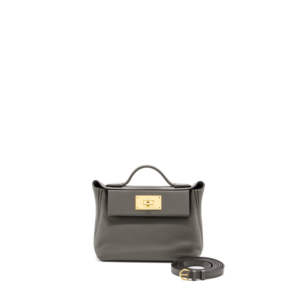 HERMES MINI 24/24 2424-21 BAG EVERCOLOR / SWIFT GRIS MEYER GHW