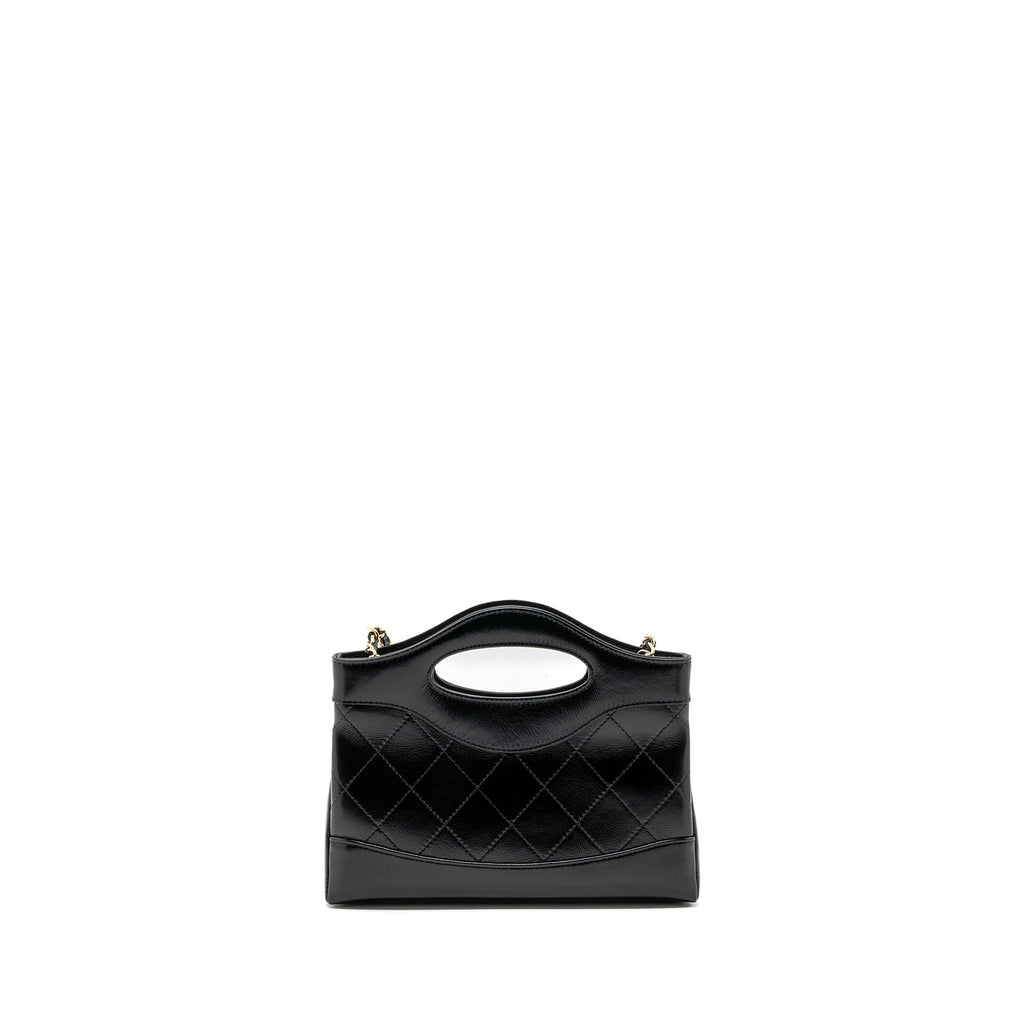 CHANEL 24C MINI 31 CLUTCH WITH CHAIN SHINY CALFSKIN  BLACK LGHW(MICROCHIP)