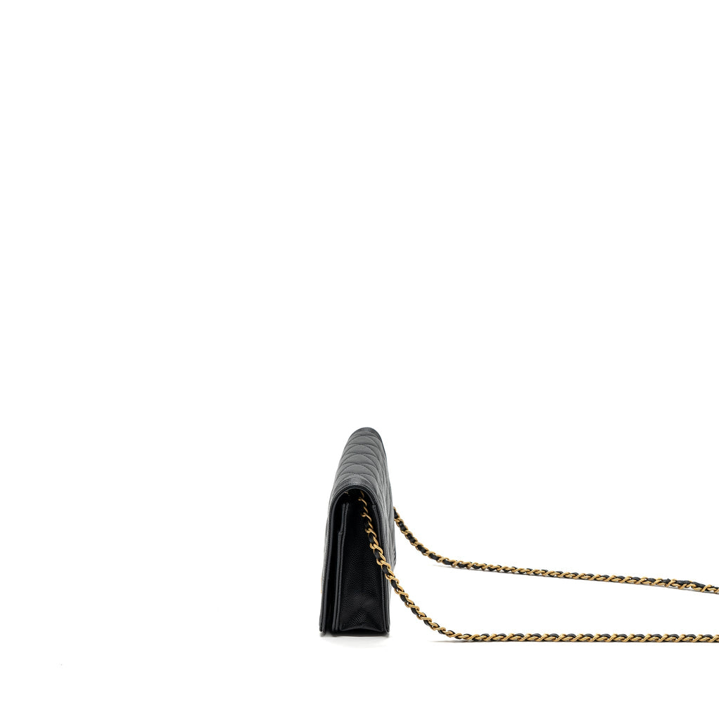 CHANEL BOY WALLET ON CHAIN CAVIAR BLACK GHW