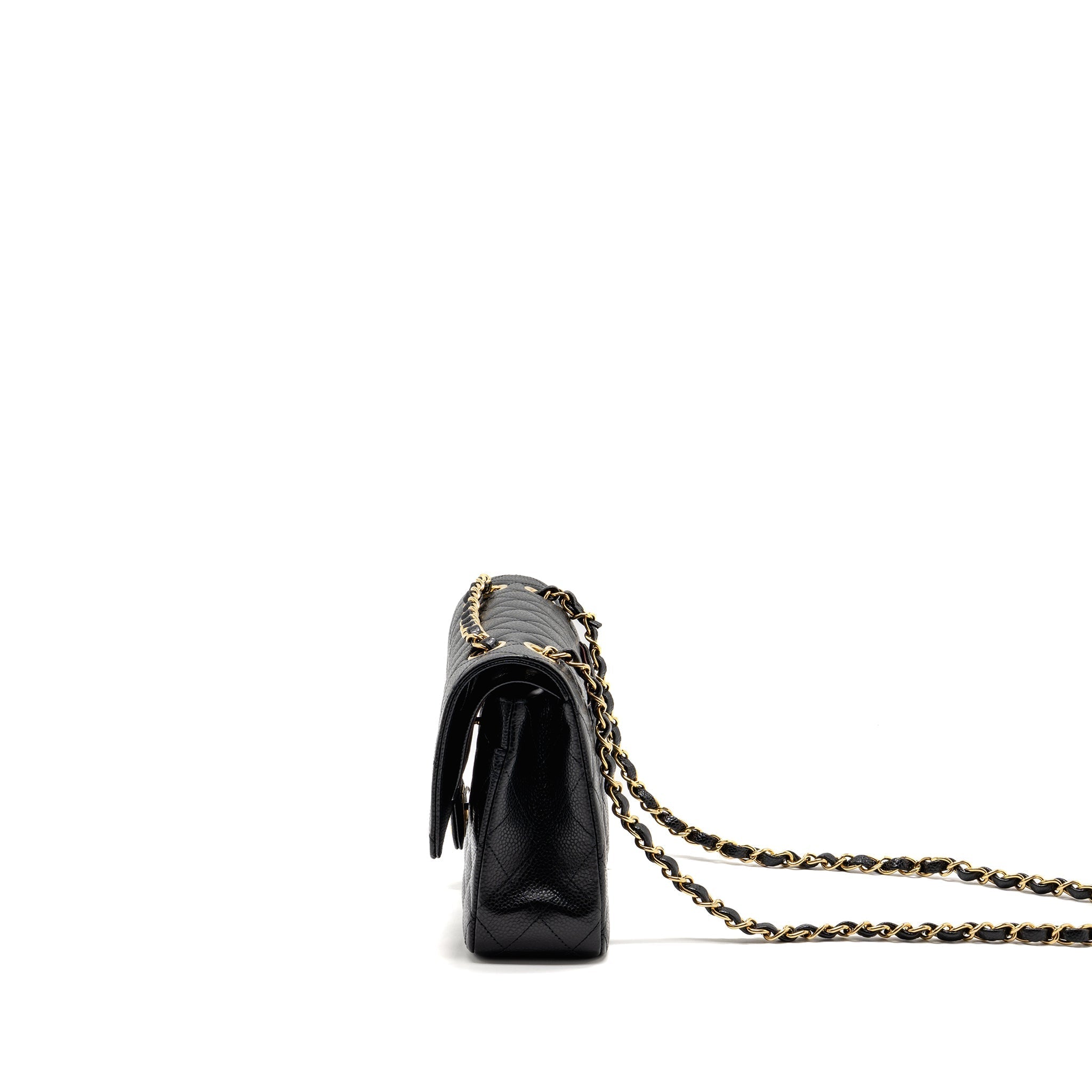 CHANEL MEDIUM CLASSIC DOUBLE FLAP BAG CAVIAR BLACK GHW(MICROCHIP)
