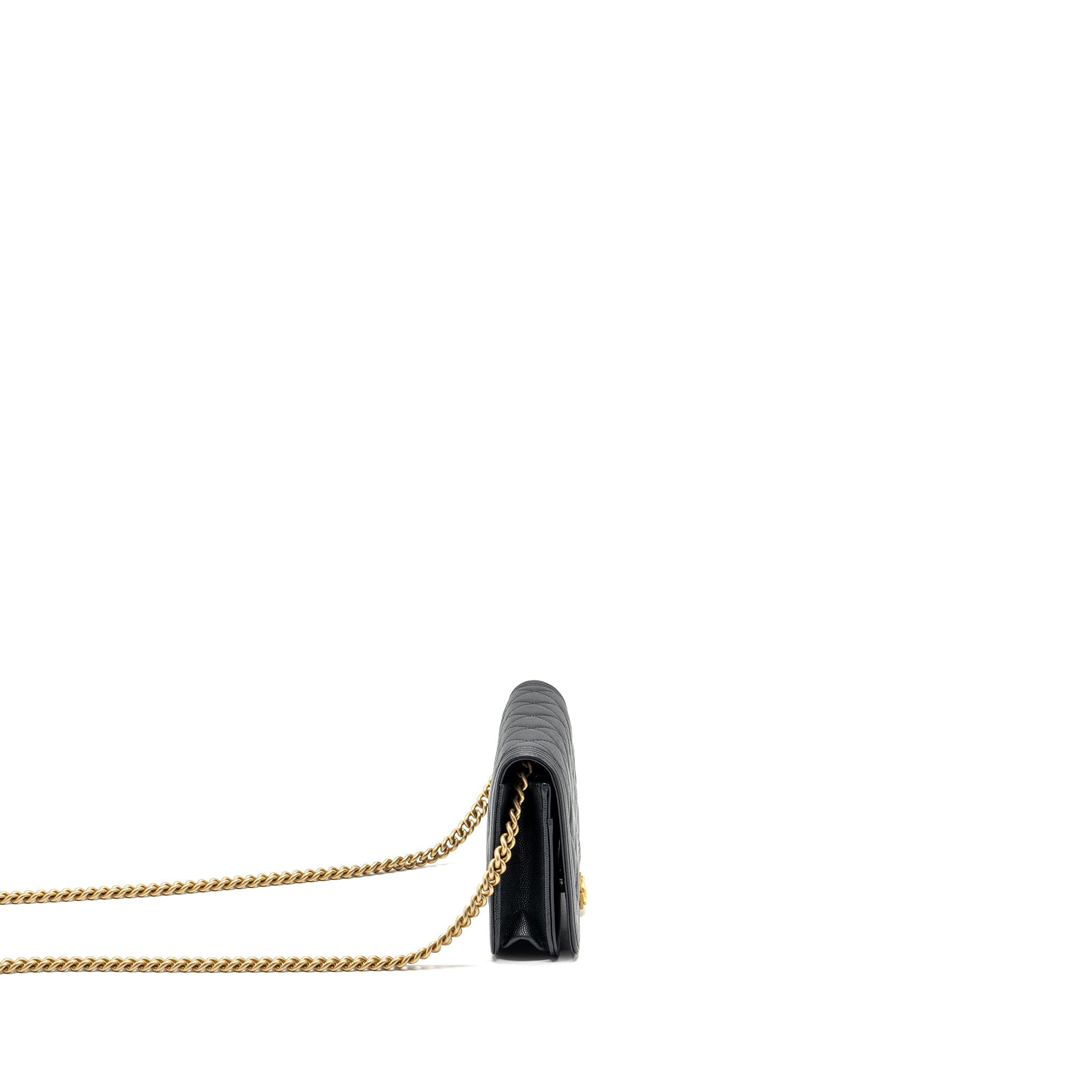CHANEL BOY WALLET ON CHAIN CAVIAR BLACK GHW (MICROCHIP)