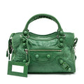 BALENCIAGA LACE CITY BAG LEATHER GREEN SHW