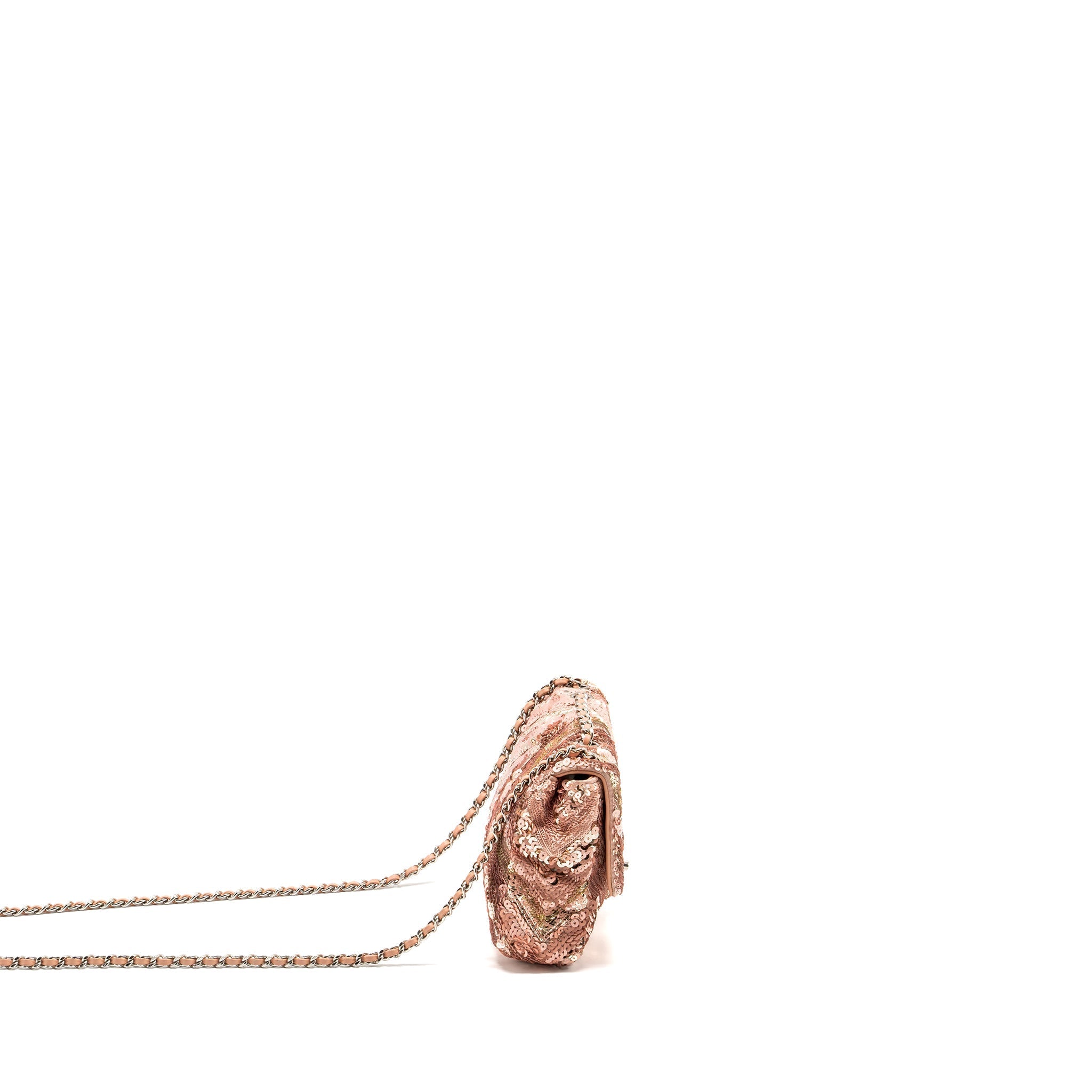 CHANEL CHEVRON MINI FLAP BAG SEQUIN PINK / MULTICOLOUR SHW