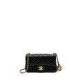 CHANEL 23K PEARL CRUSH MINI RECTANGULAR FLAP BAG LAMBSKIN BLACK BRUSHED GHW(MICROCHIP)