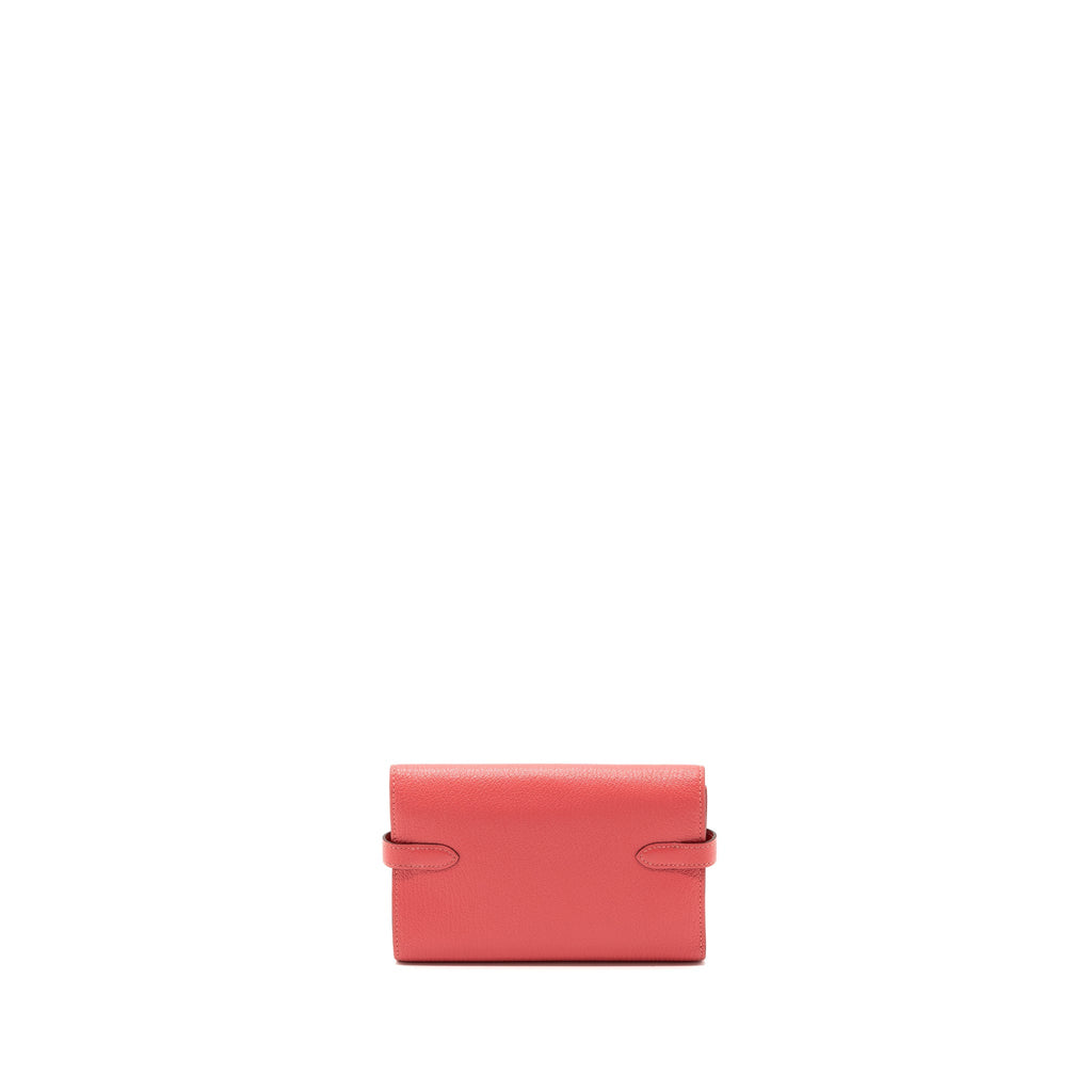HERMES KELLY COMPACT WALLET CHEVRE MYSORE ROSE AZALEE SHW
