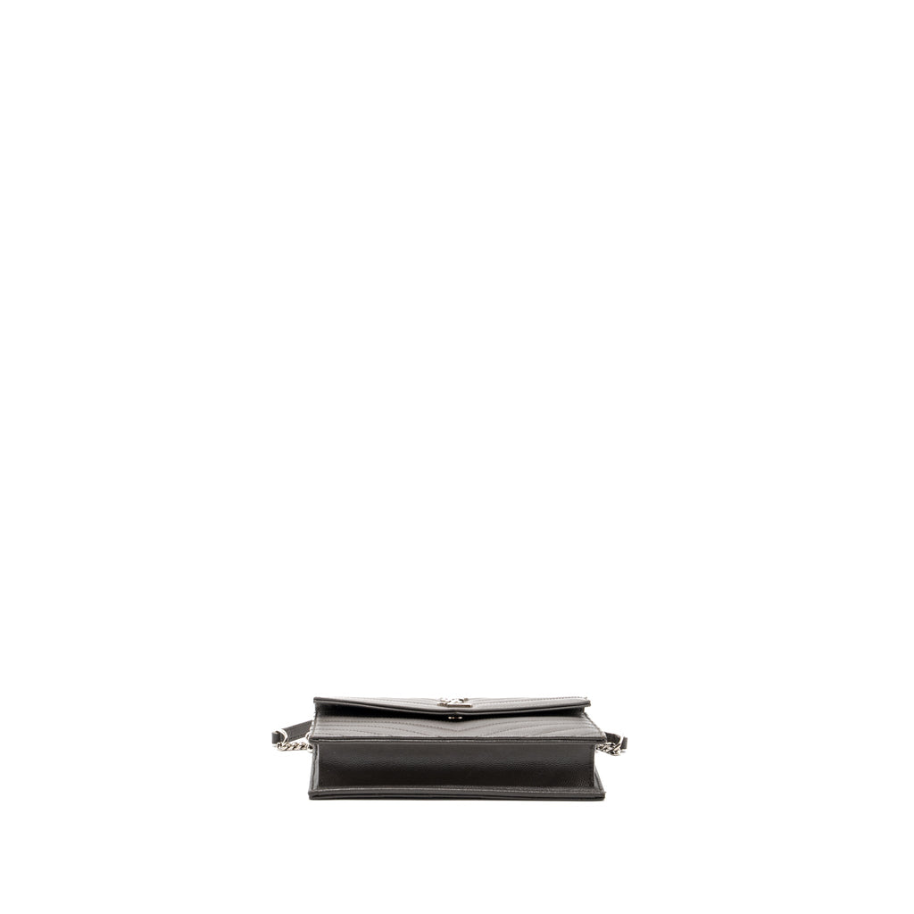 SAINT LAURENT/YSL ENVELOP CHAIN BAG CALFSKIN GREY SHW