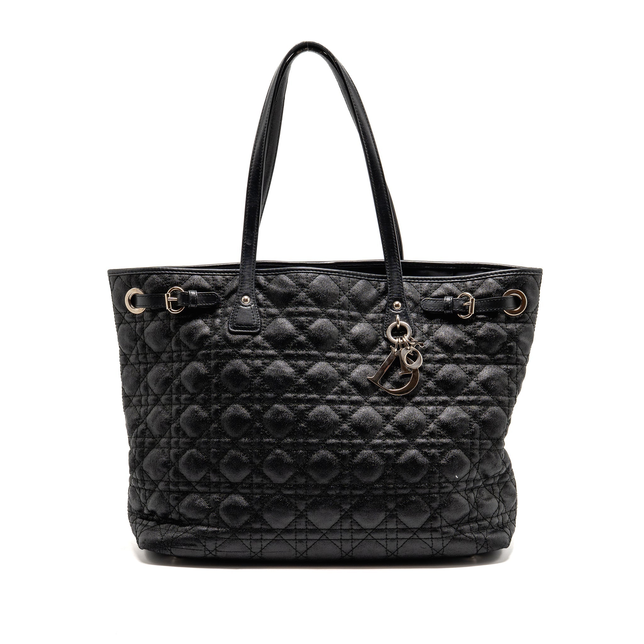 DIOR SHOPPING TOTE BAG CANVAS BLACK SHW