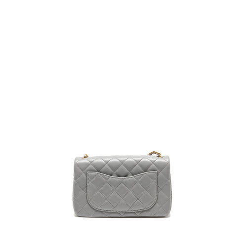 CHANEL PEARL CRUSH MINI RECTANGULAR FLAP BAG LAMBSKIN GREY GHW (MICROCHIP)