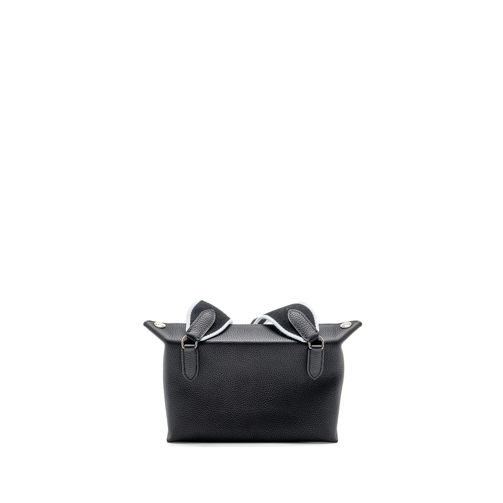 HERMES VIDEPOCHES BAG TOGO BLACK WITH MULTICOLOUR STRAP SHW