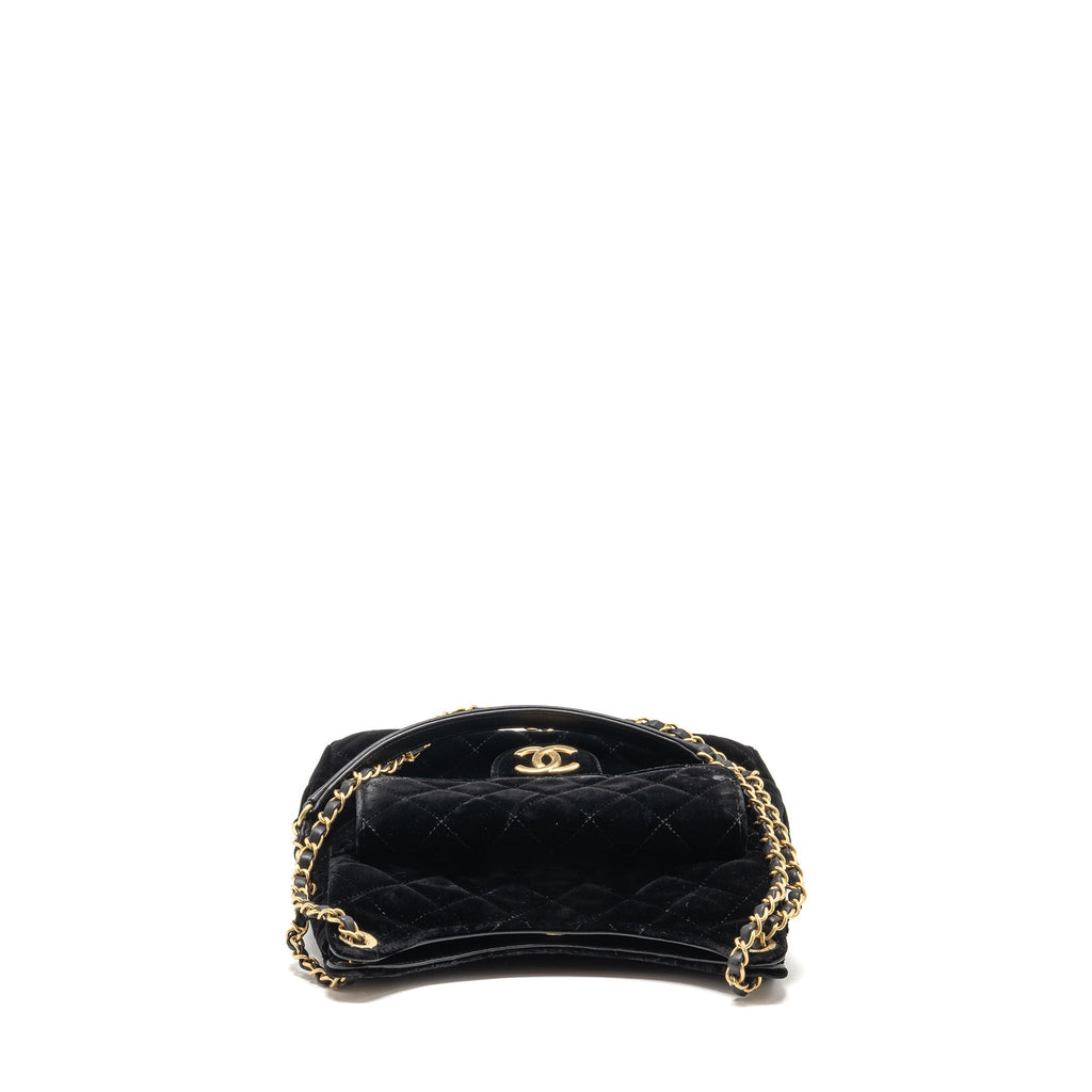 CHANEL 23B HOBO BAG VELVET BLACK GHW (MICROCHIP)