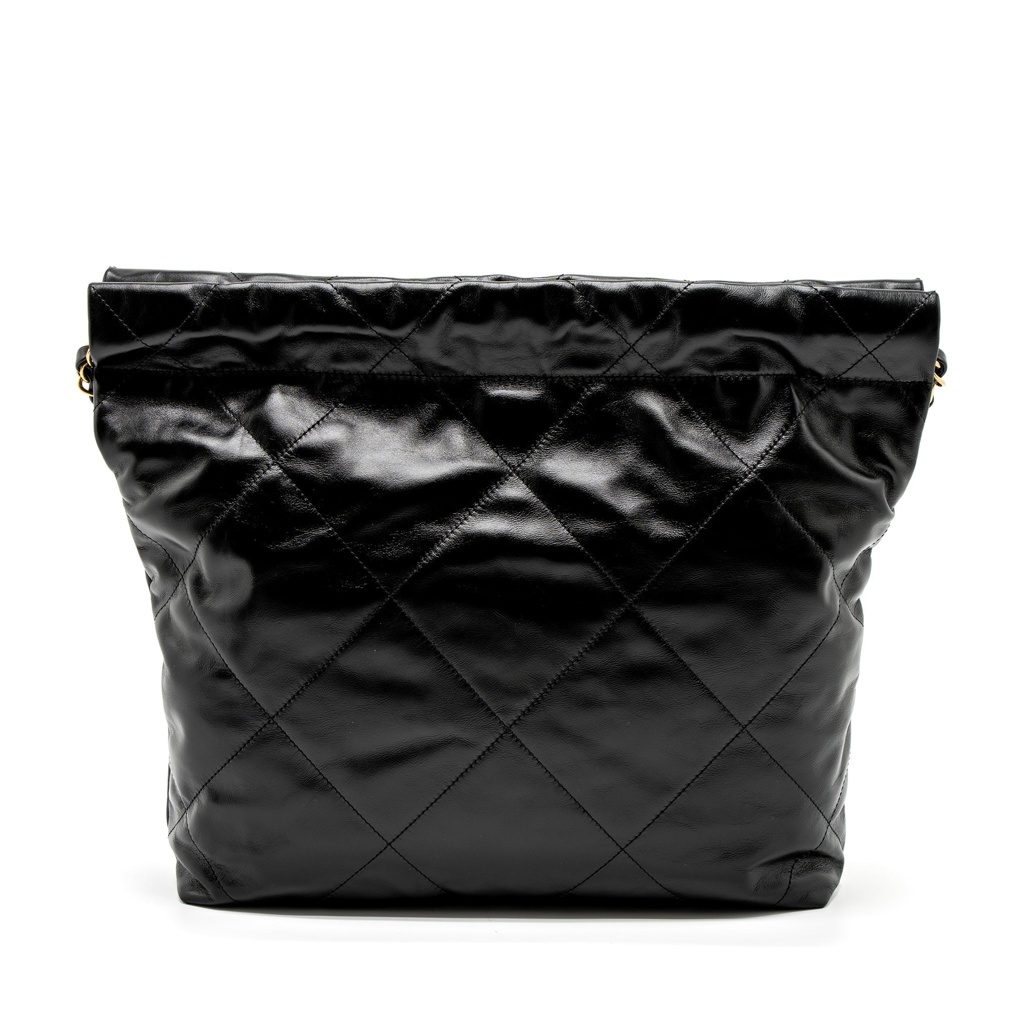 CHANEL SMALL 22 BAG SHINY CALFSKIN BLACK GHW (MICROCHIP)