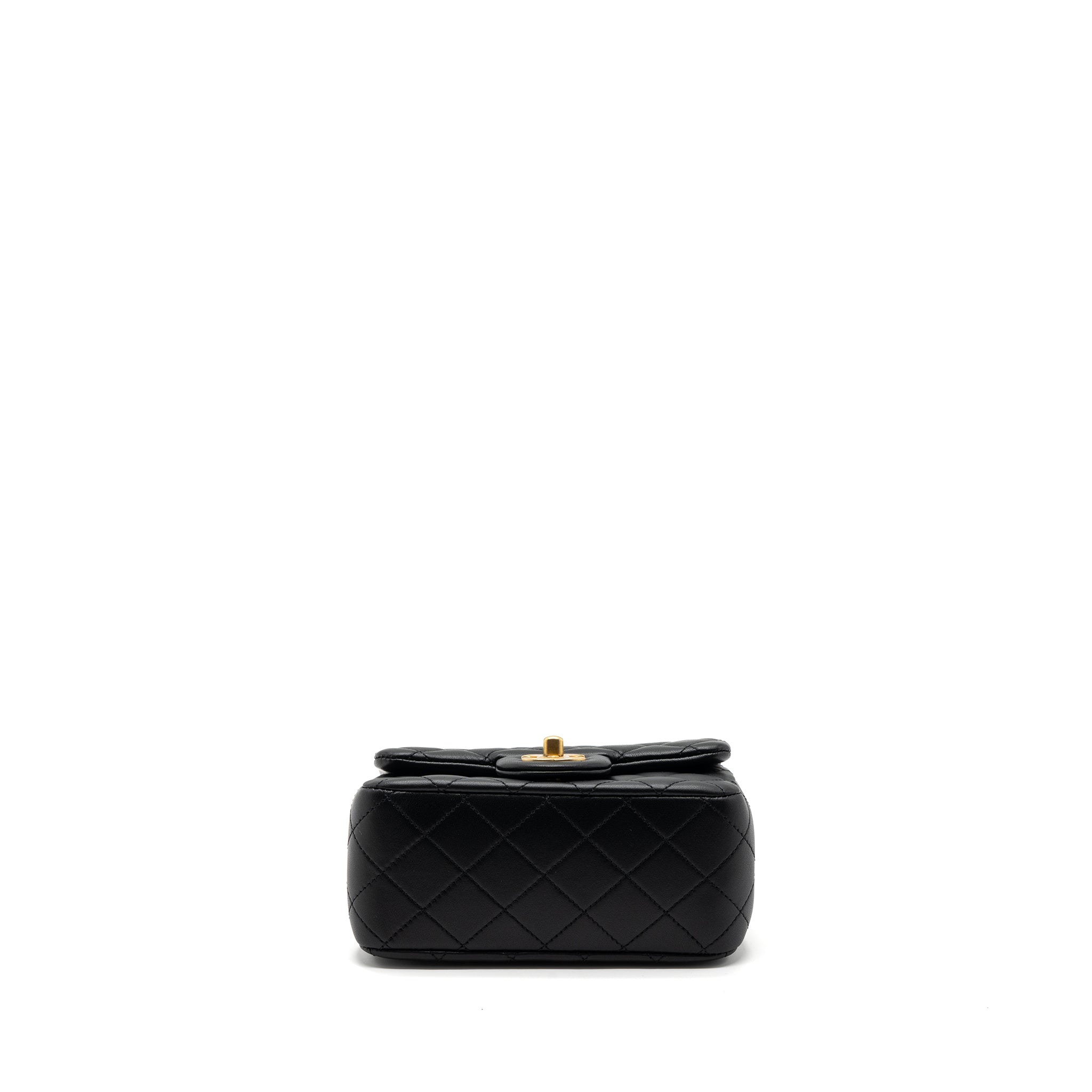 CHANEL 23K PEARL CRUSH MINI SQUARE FLAP BAG LAMBSKIN BLACK GHW (MICROCHIP)
