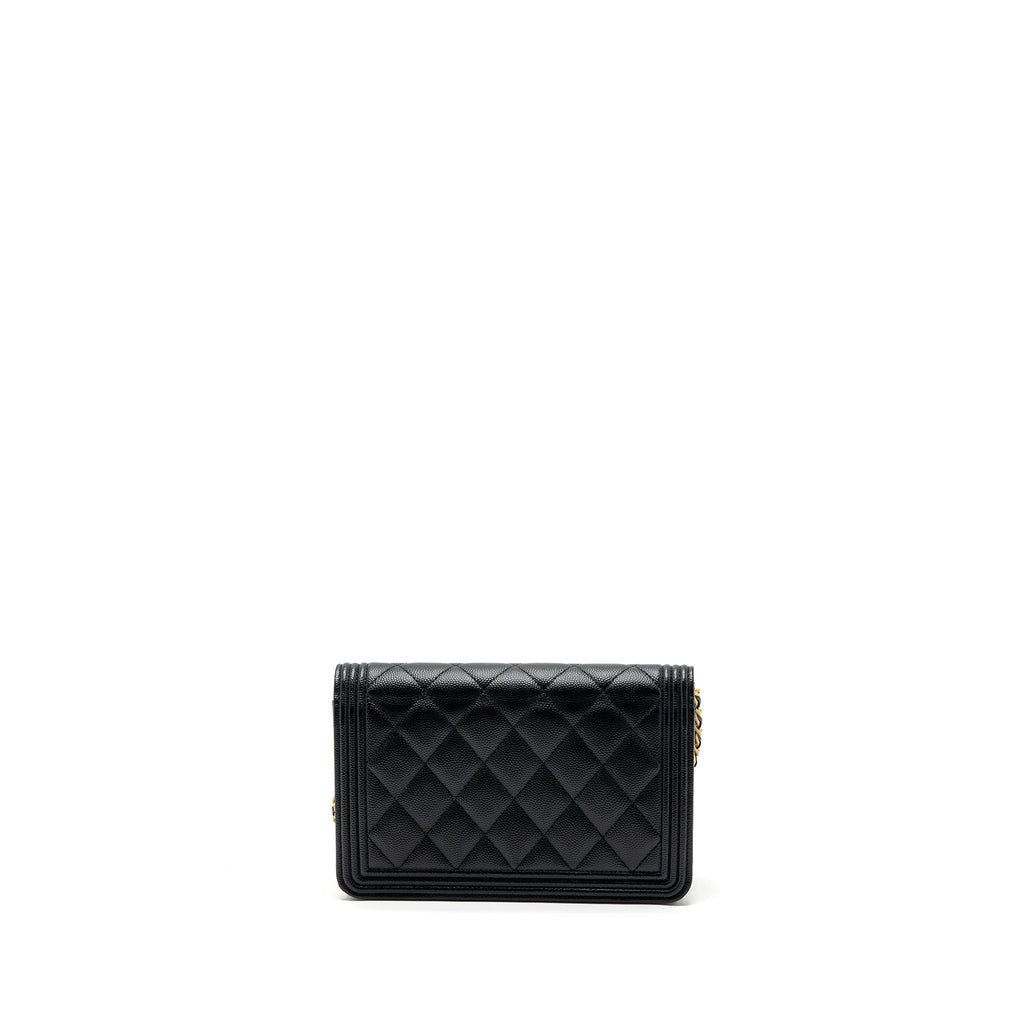 CHANEL BOY WALLET ON CHAIN CAVIAR BLACK GHW