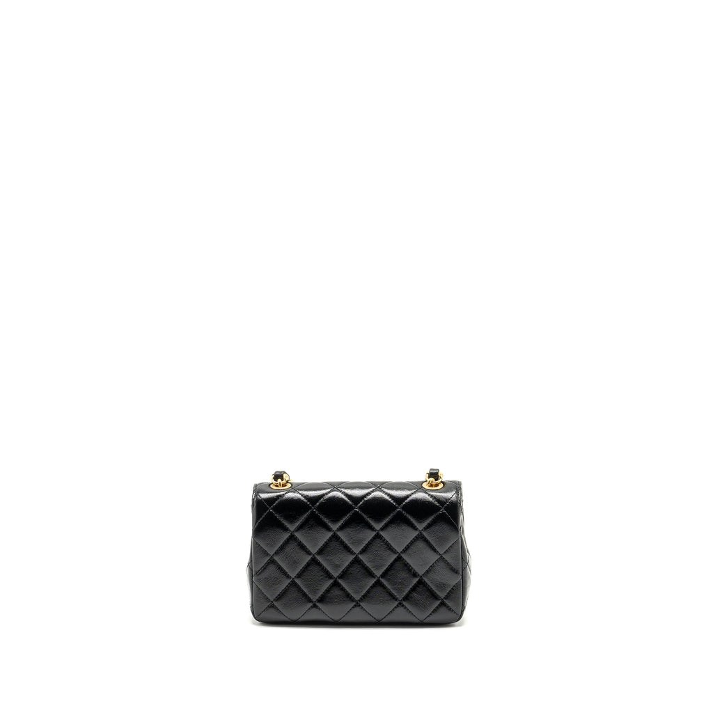 CHANEL 24B GIANT CHAIN FLAP SHOULDER BAG LAMBSKIN BLACK GHW (MICROCHIP)