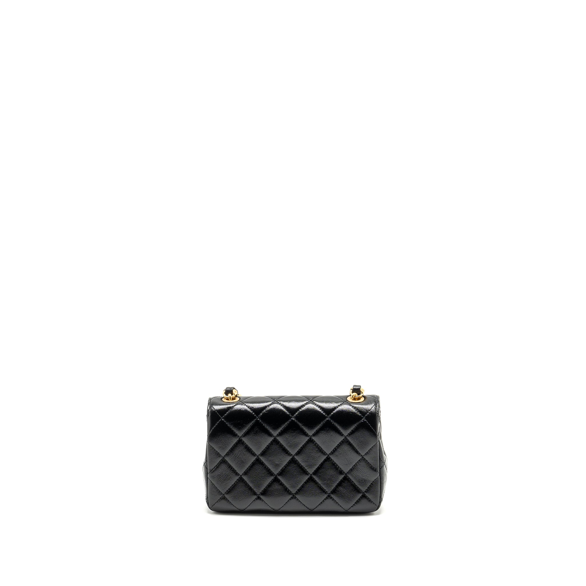 CHANEL 24B GIANT CHAIN FLAP SHOULDER BAG LAMBSKIN BLACK GHW (MICROCHIP)