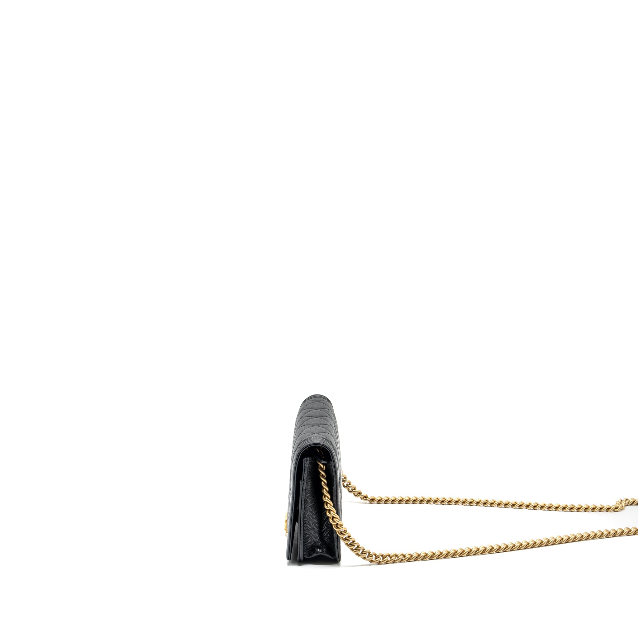 CHANEL BOY WALLET ON CHAIN CAVIAR BLACK GHW (MICROCHIP)