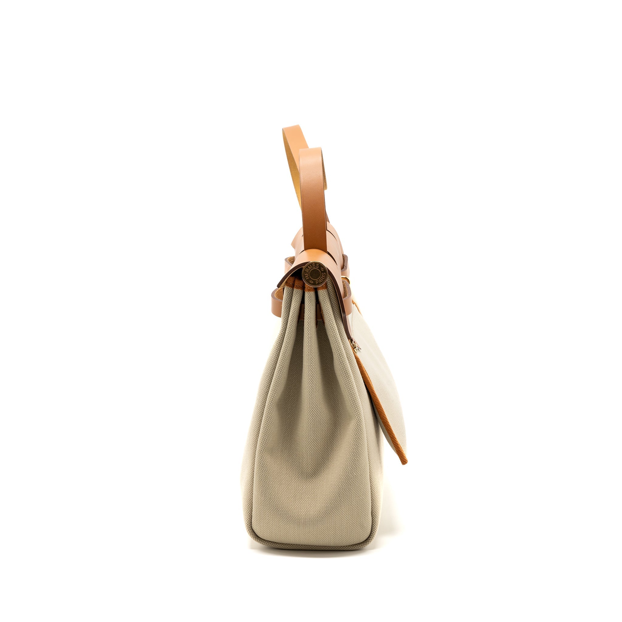 HERMES HERBAG ZIP 31 BAG CANVAS / HUNTER BETON / NATURAL GHW