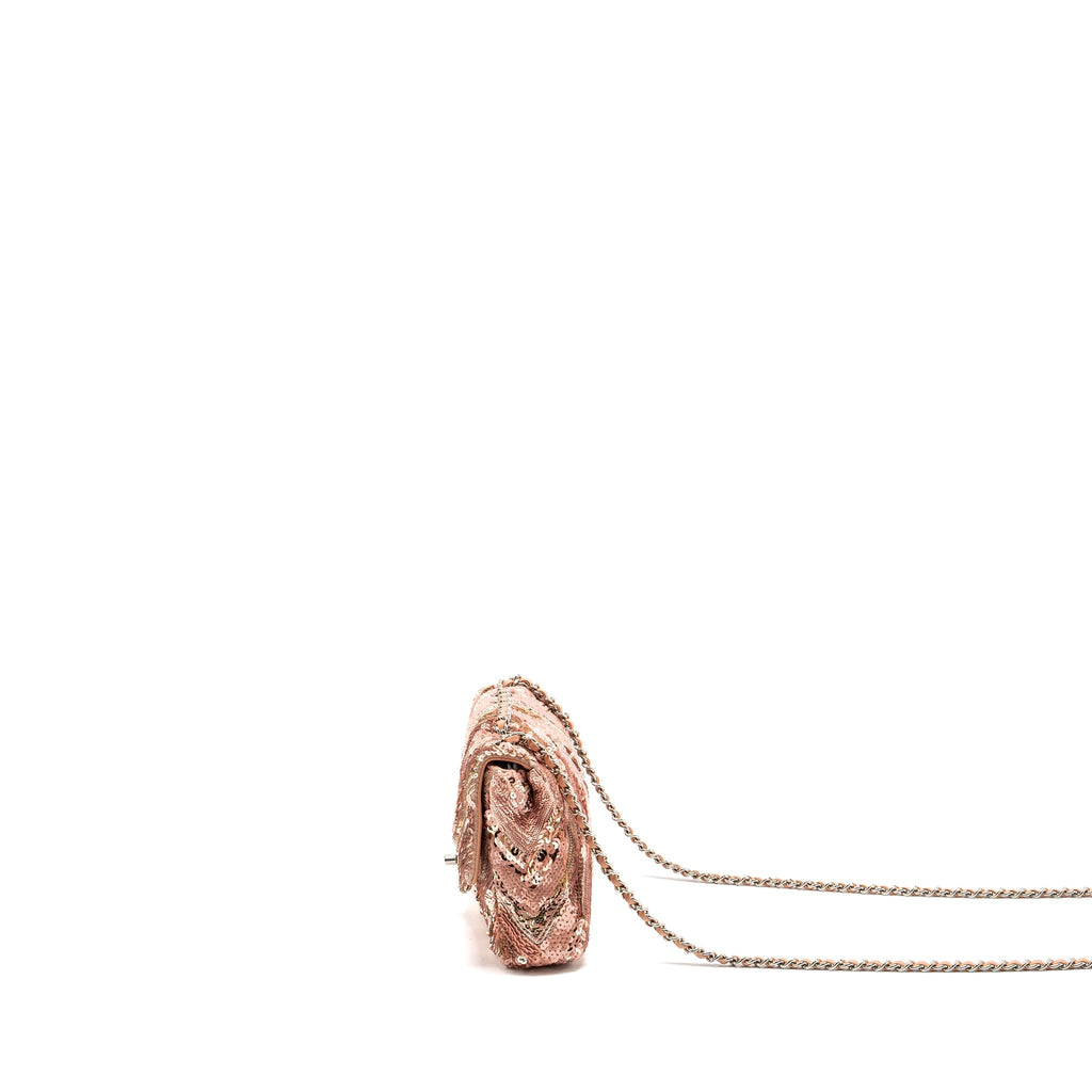 CHANEL CHEVRON MINI FLAP BAG SEQUIN PINK / MULTICOLOUR SHW