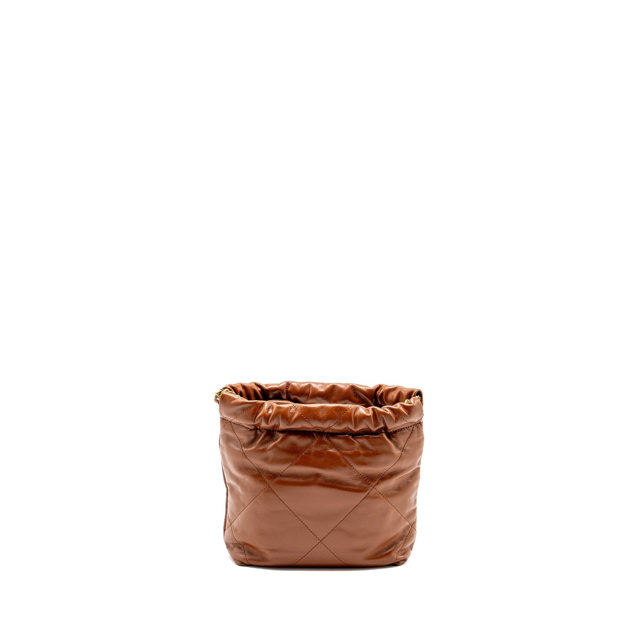 CHANEL MINI 22 BAG SHINY CALFSKIN CARAMEL GHW (MICROCHIP)