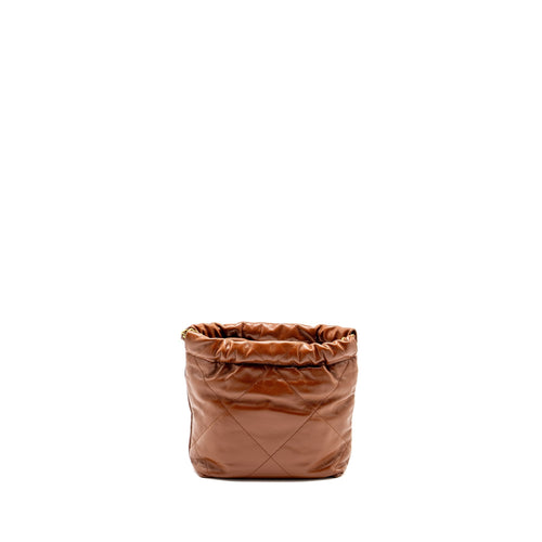CHANEL MINI 22 BAG SHINY CALFSKIN CARAMEL GHW (MICROCHIP)