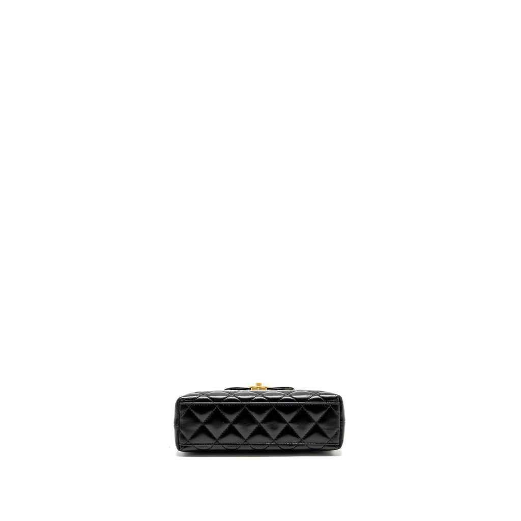 CHANEL MINI KELLY SHOPPING TOTE BAG CALFSKIN BLACK GHW (MICROCHIP)