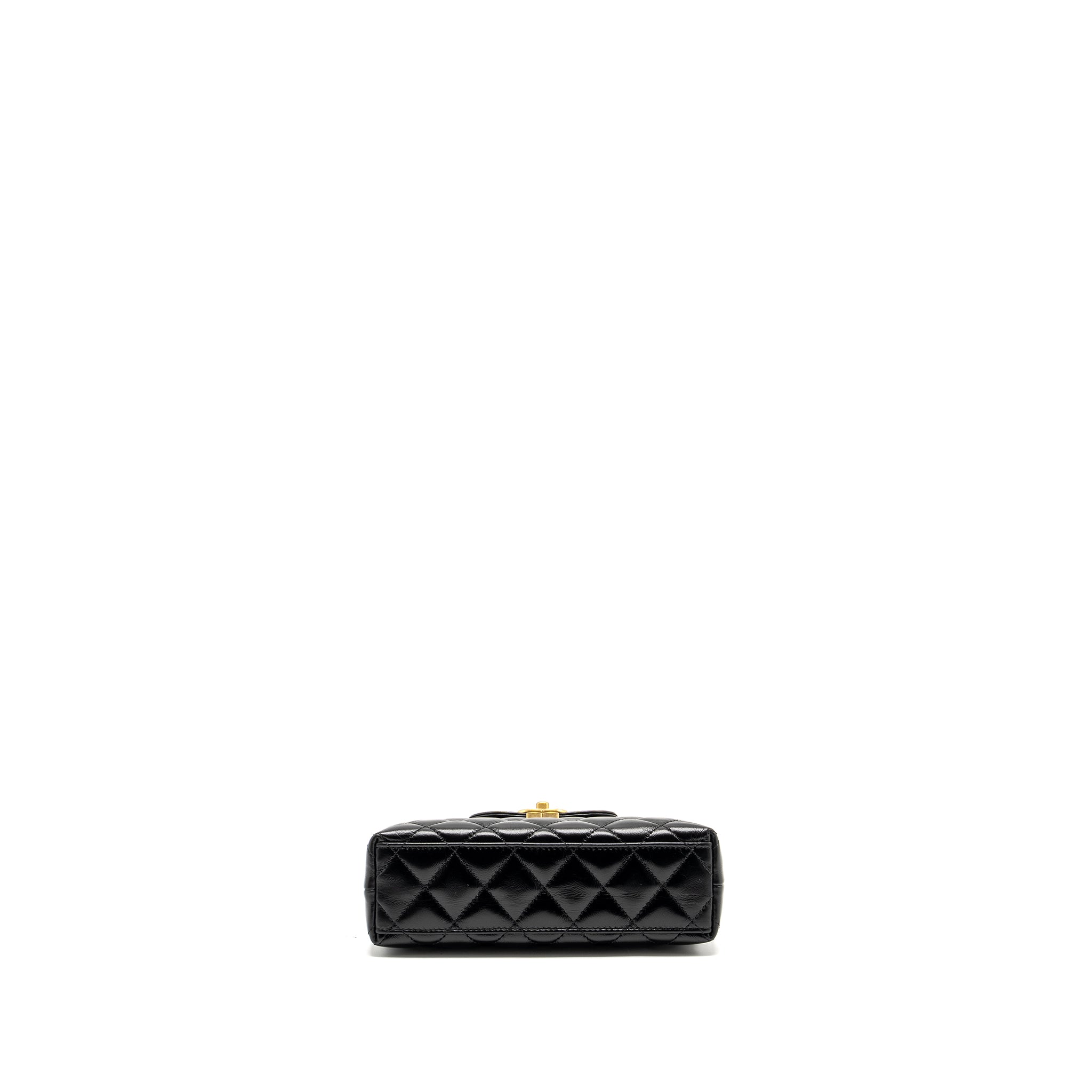 CHANEL MINI KELLY SHOPPING TOTE BAG CALFSKIN BLACK GHW (MICROCHIP)