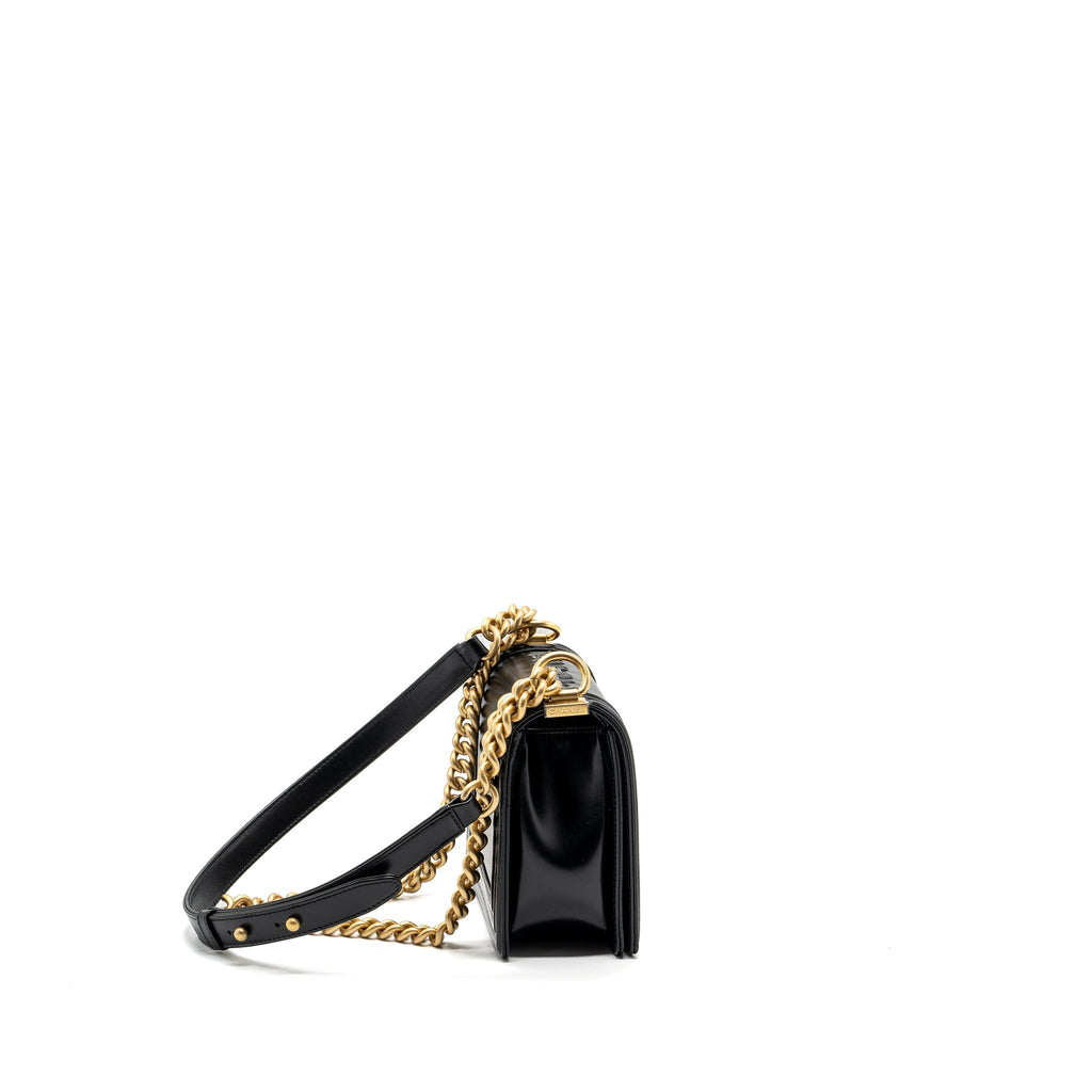CHANEL MINI SQUARE BOY BAG LIMITED EDITION CALFSKIN BLACK GHW (MICROCHIP)